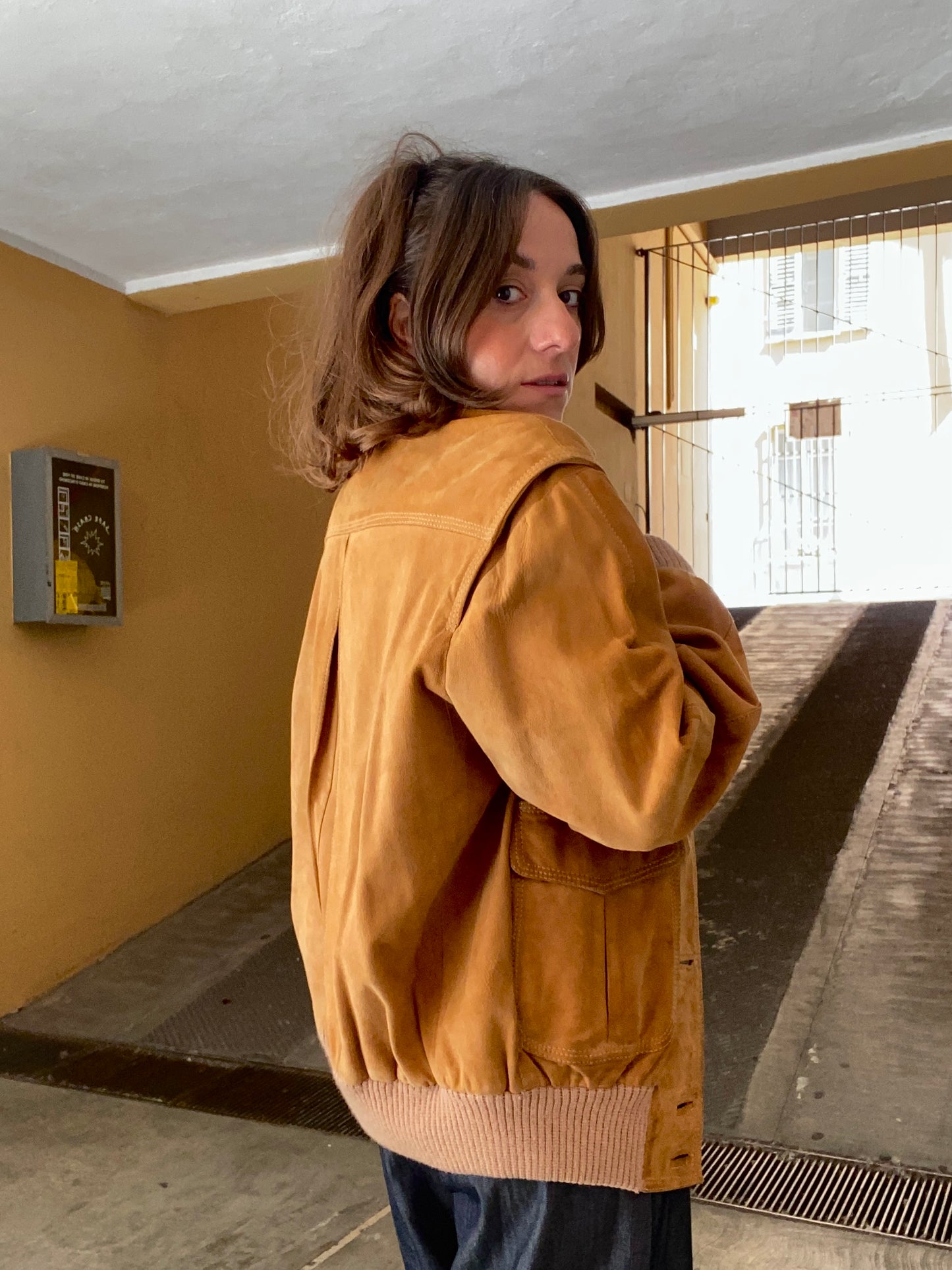 Bomber in pelle scamosciata