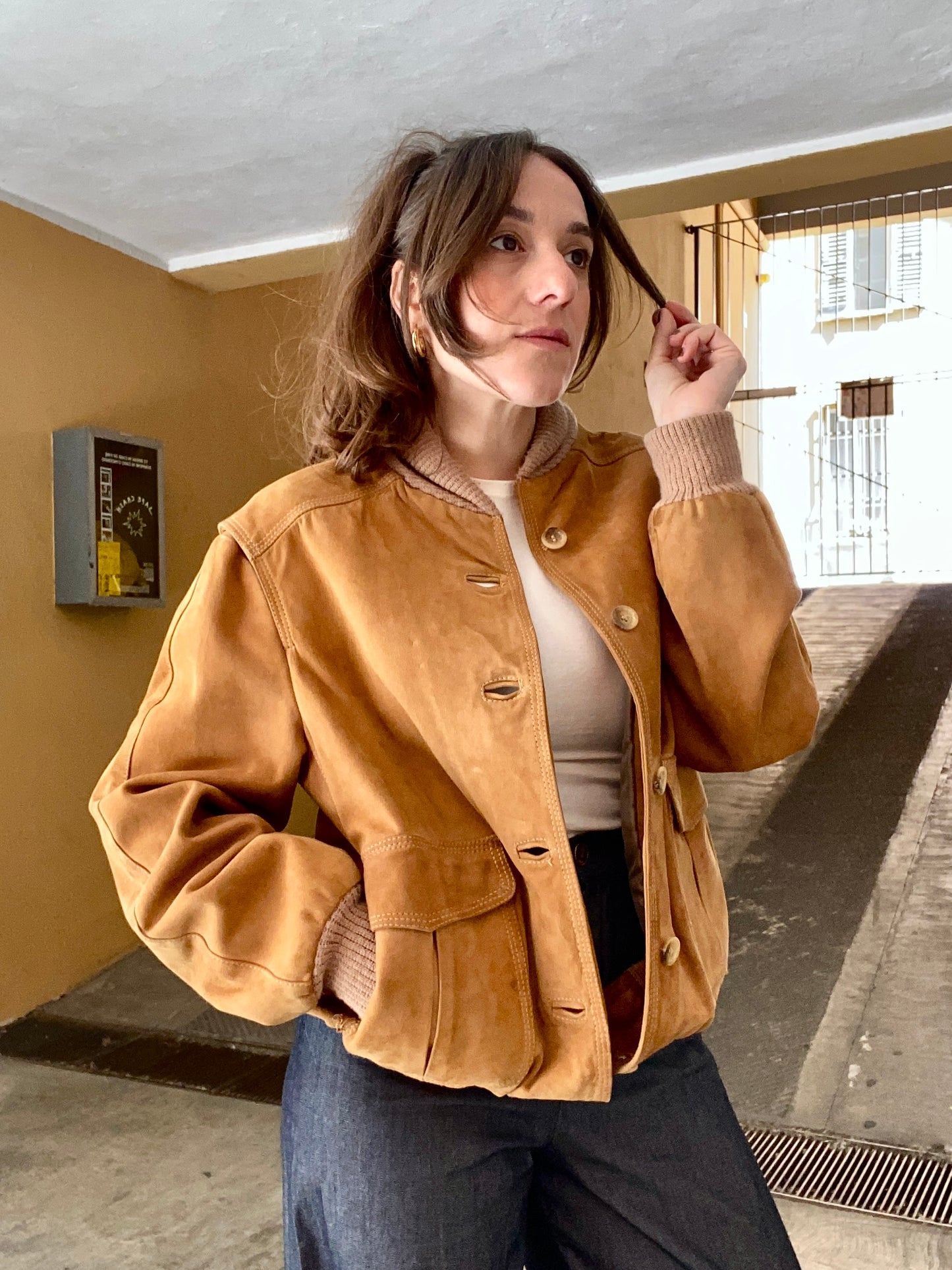 Bomber in pelle scamosciata