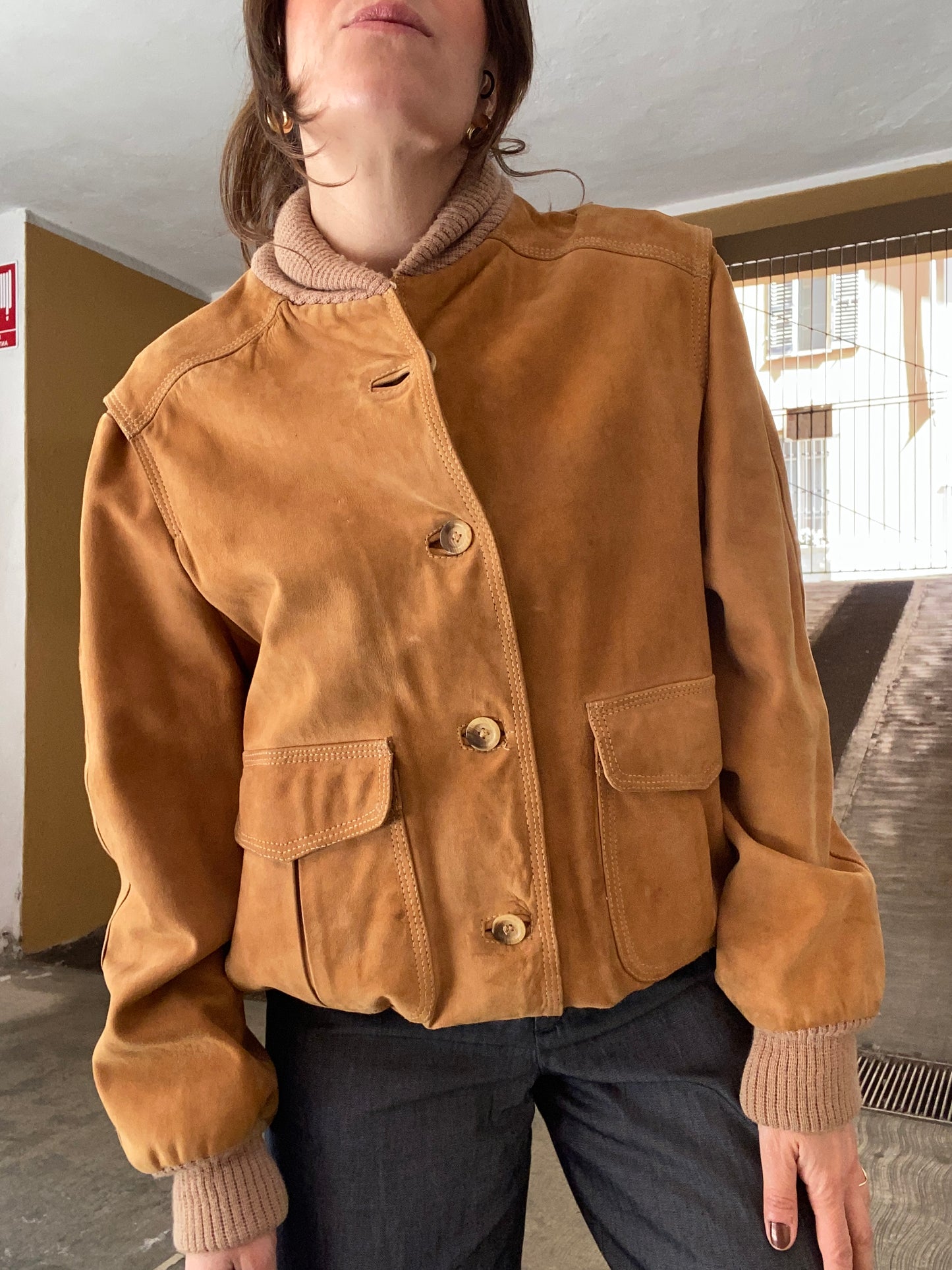 Bomber in pelle scamosciata