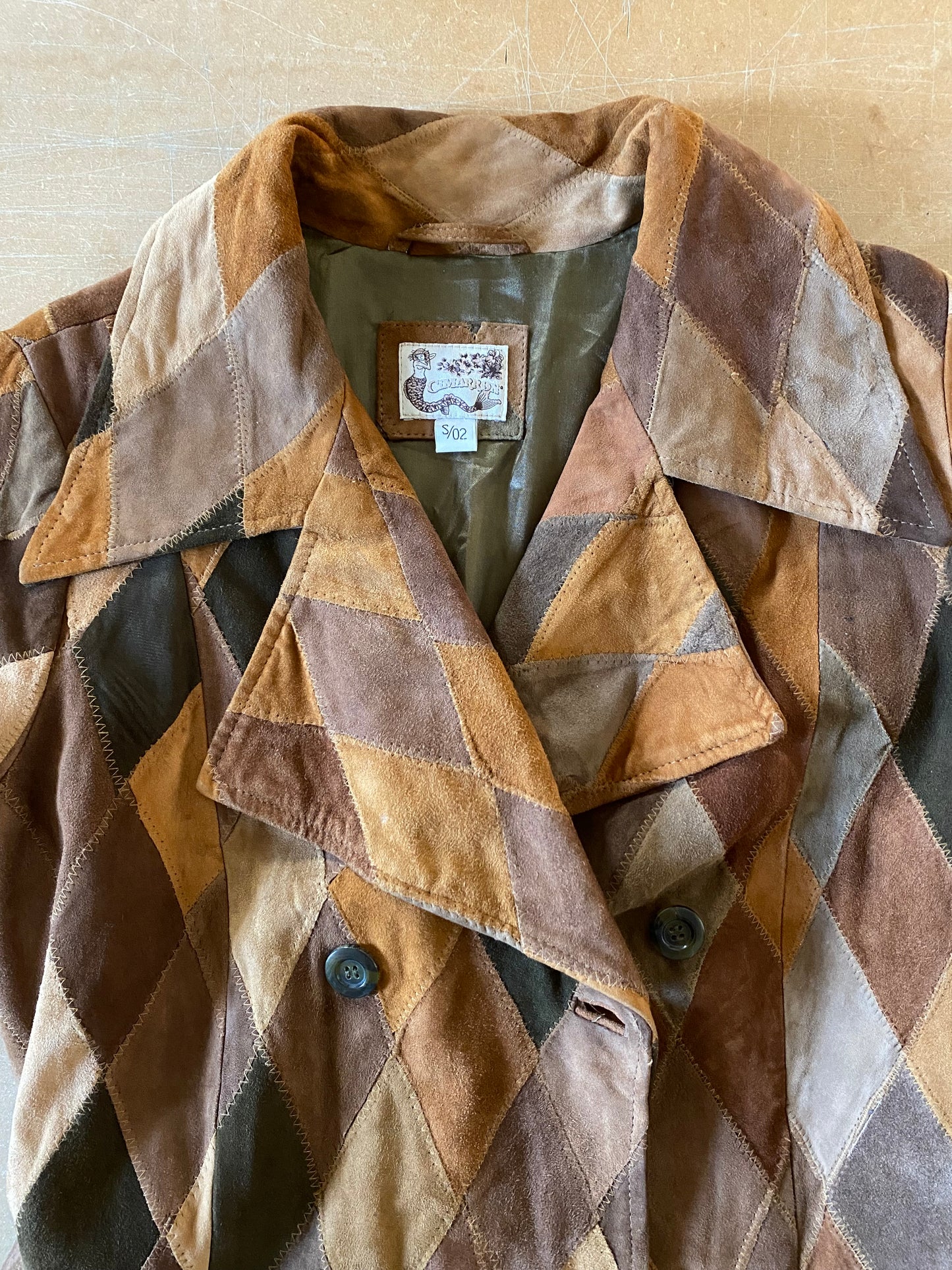 Trench patchwork in pelle vintage