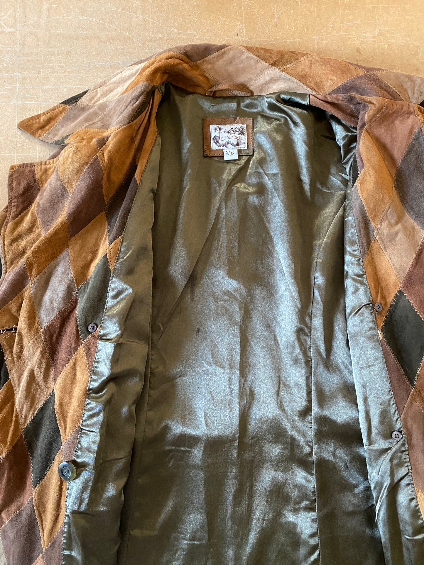 Trench patchwork in pelle vintage