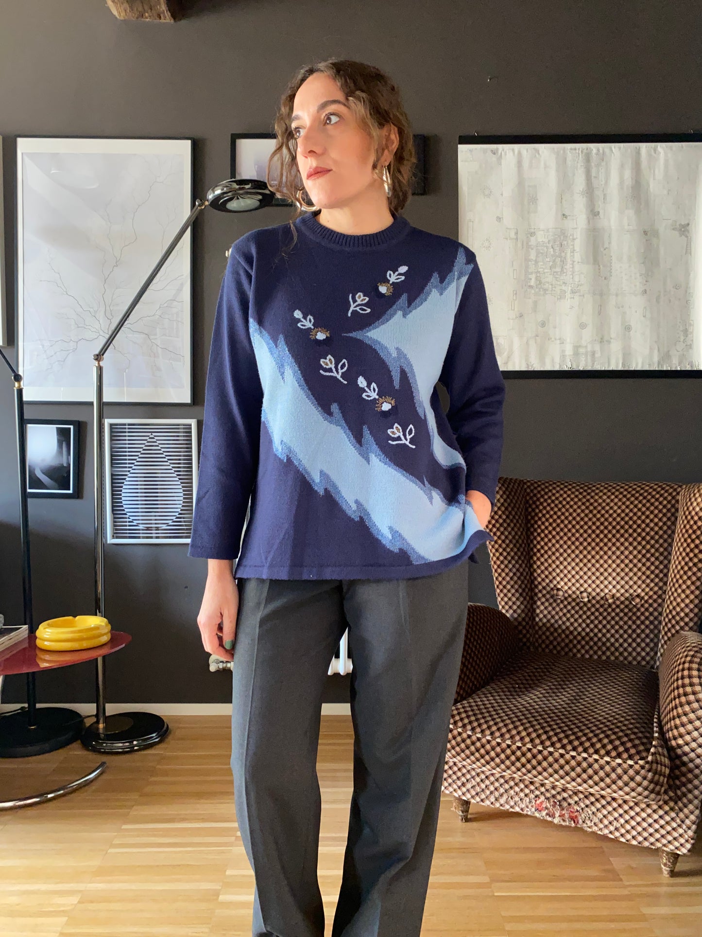 Maglione con ricami lana