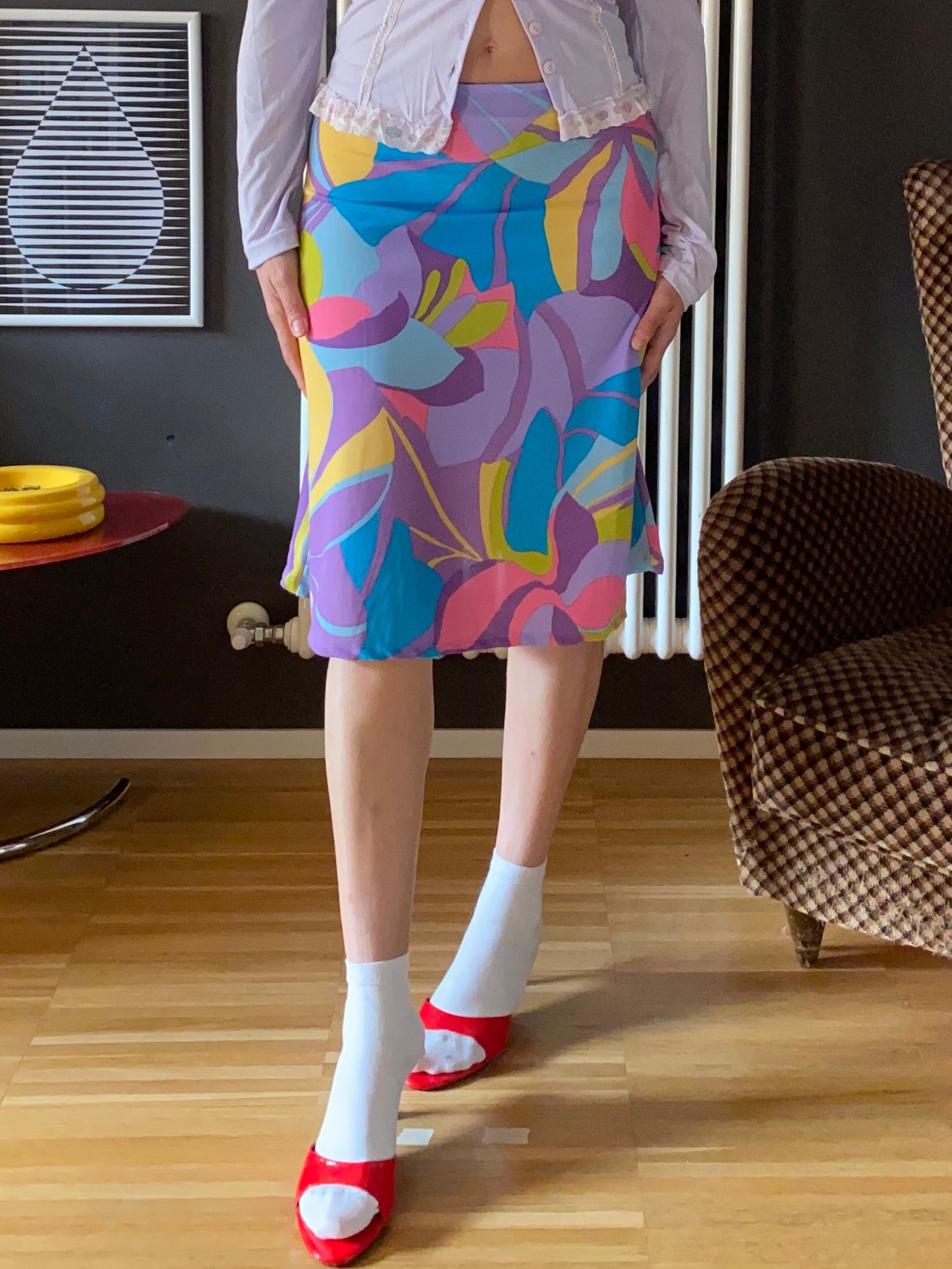 Gonna longuette mesh vita bassa late anni 90