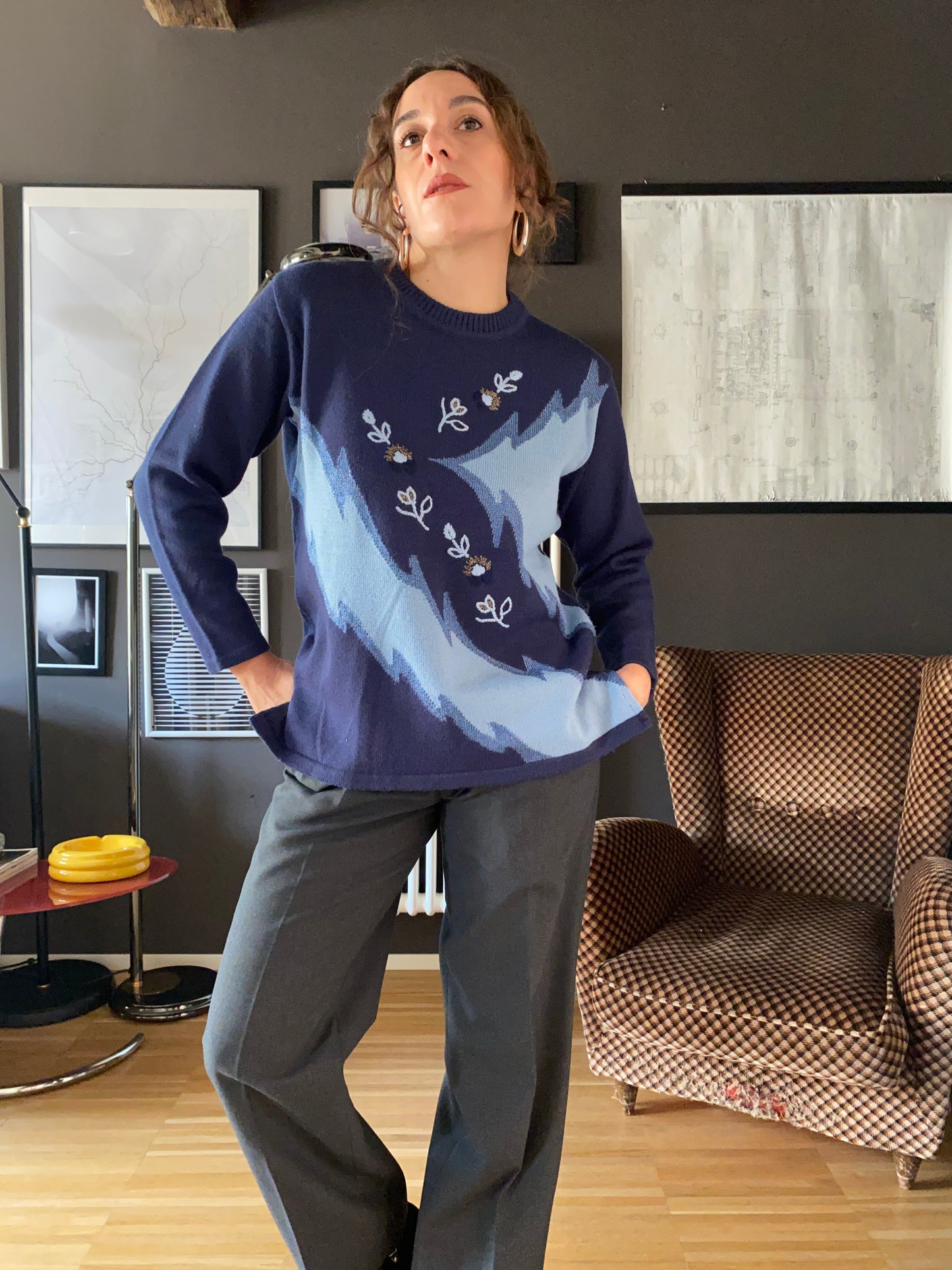 Maglione con ricami lana