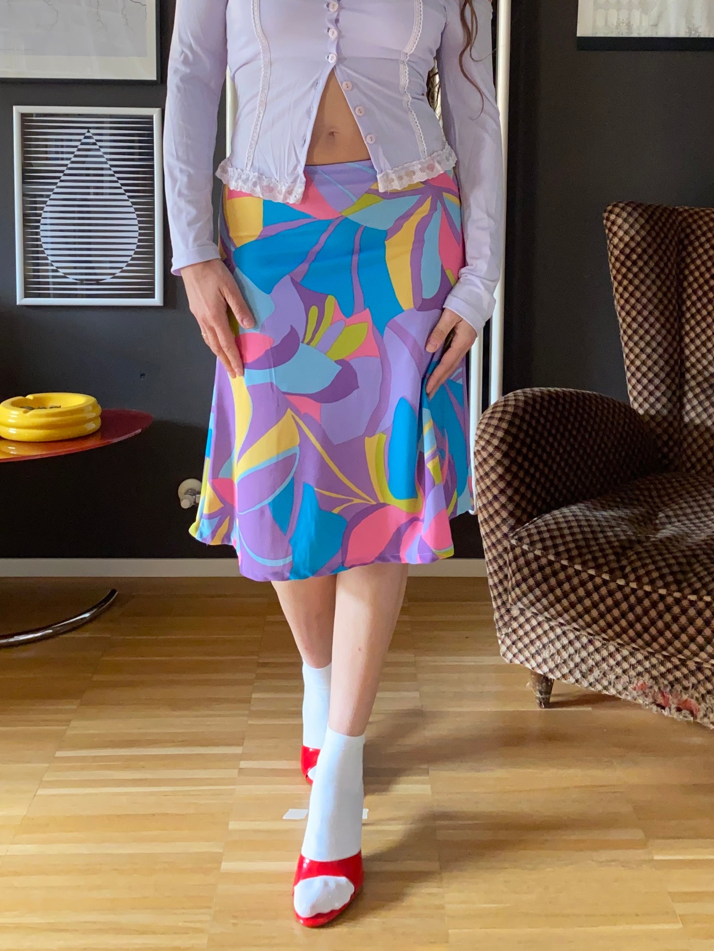 Gonna longuette mesh vita bassa late anni 90