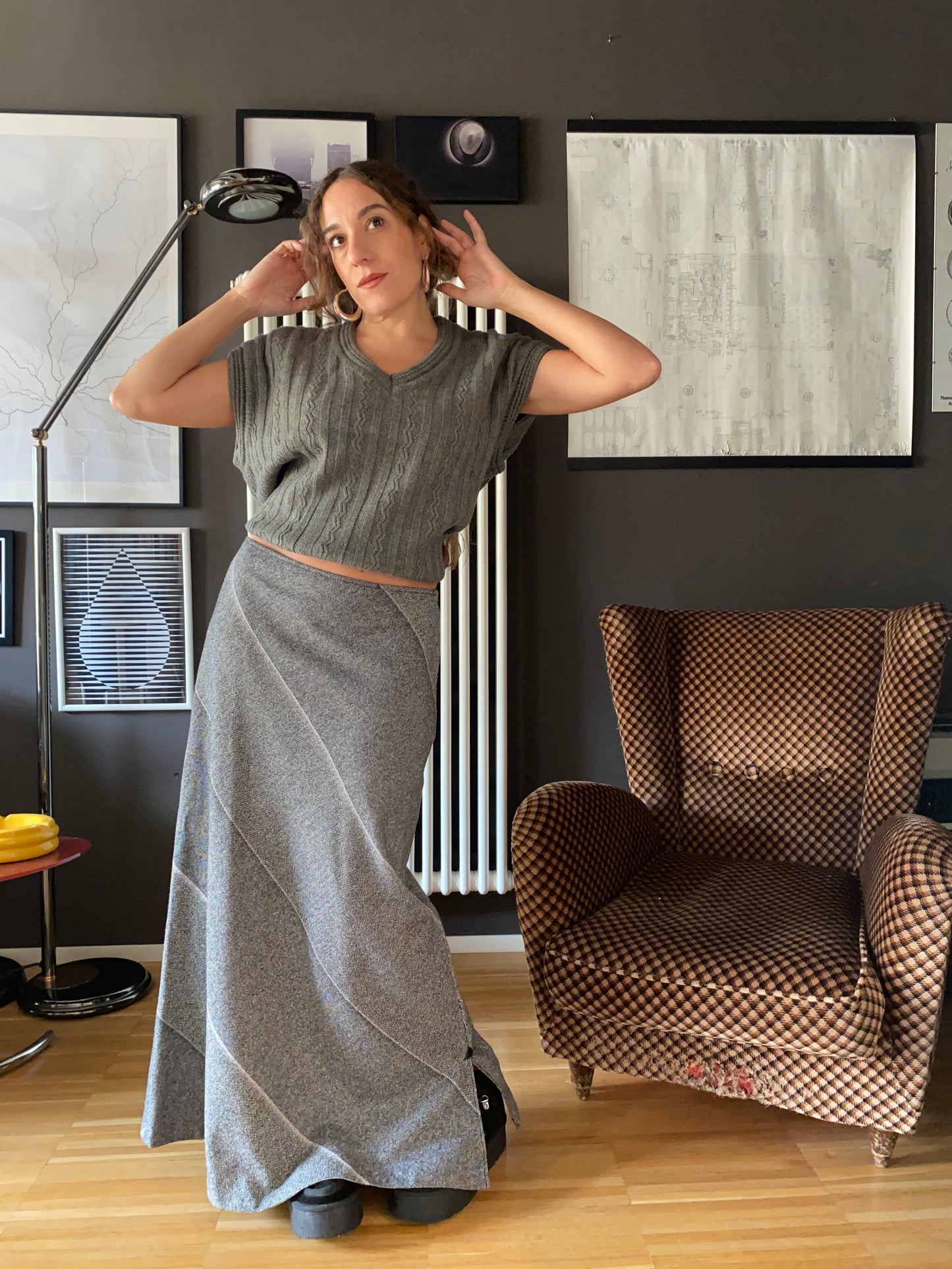 Gonna lunga lana cotone