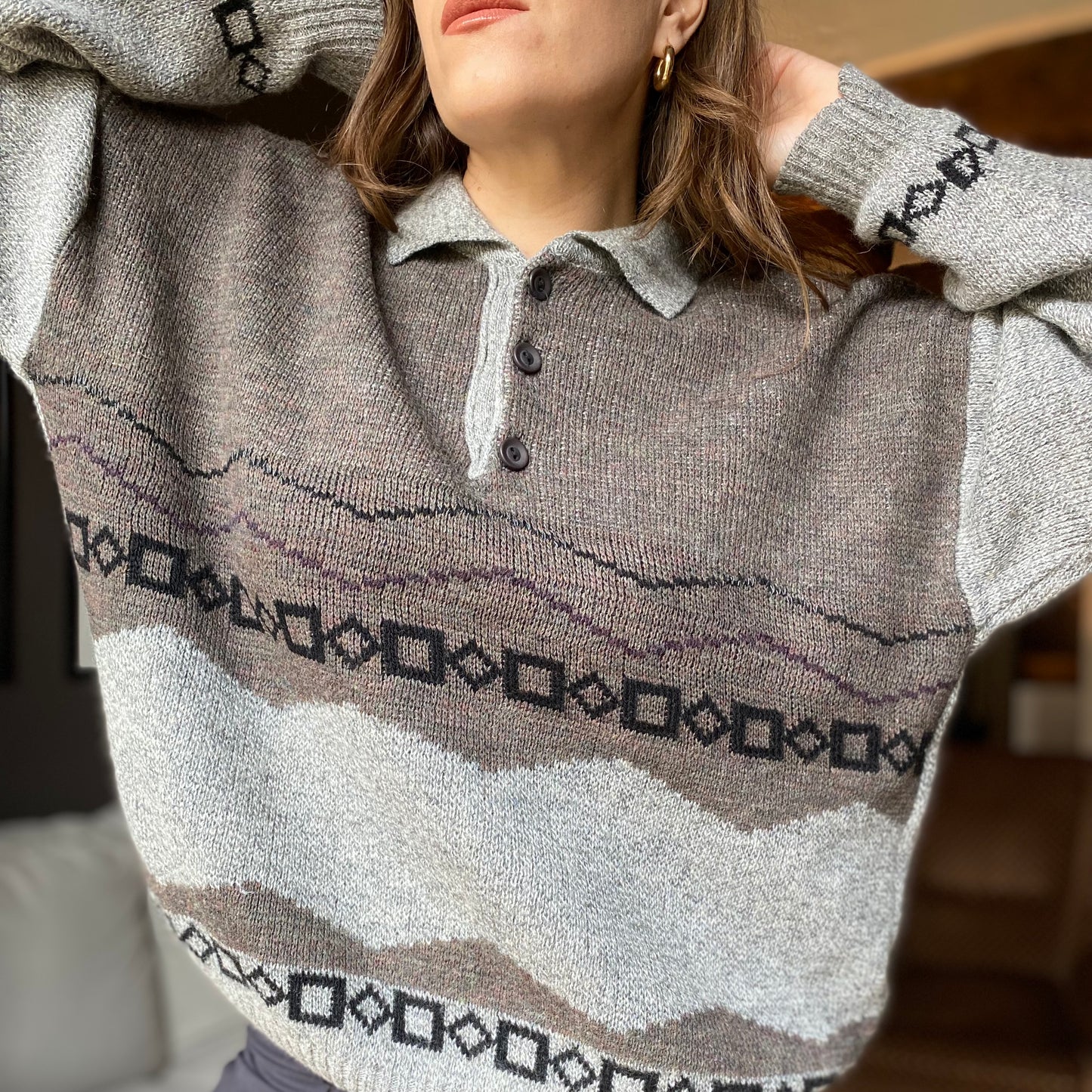 Maglione polo grigio