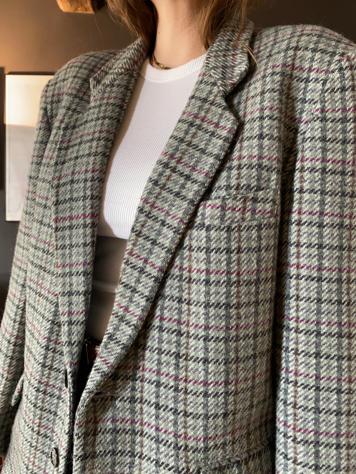 Blazer pied de poule grigio/verde