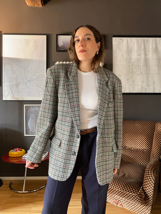 Blazer pied de poule grigio/verde