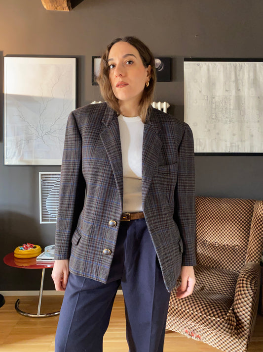 Blazer principe di Galles antracite/blu