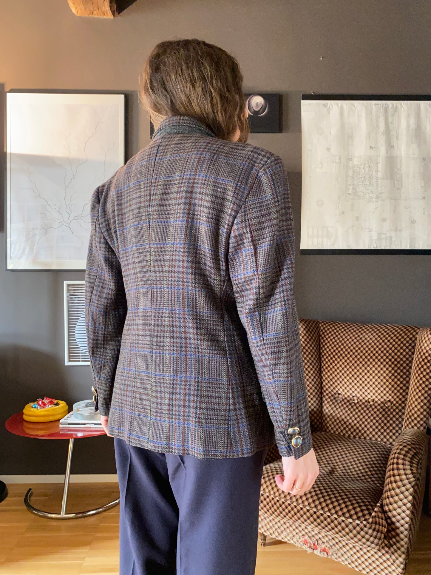 Blazer principe di Galles antracite/blu