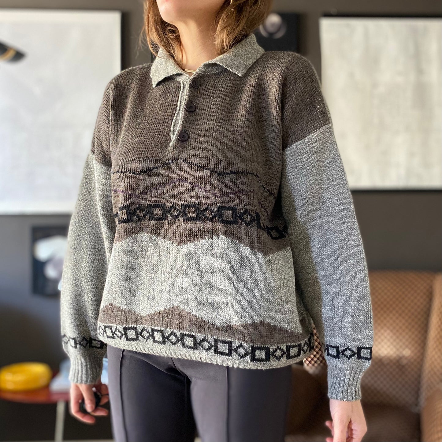 Maglione polo grigio