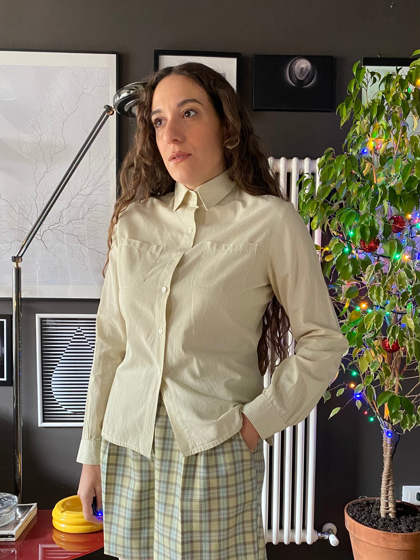 Camicia a righe verdina