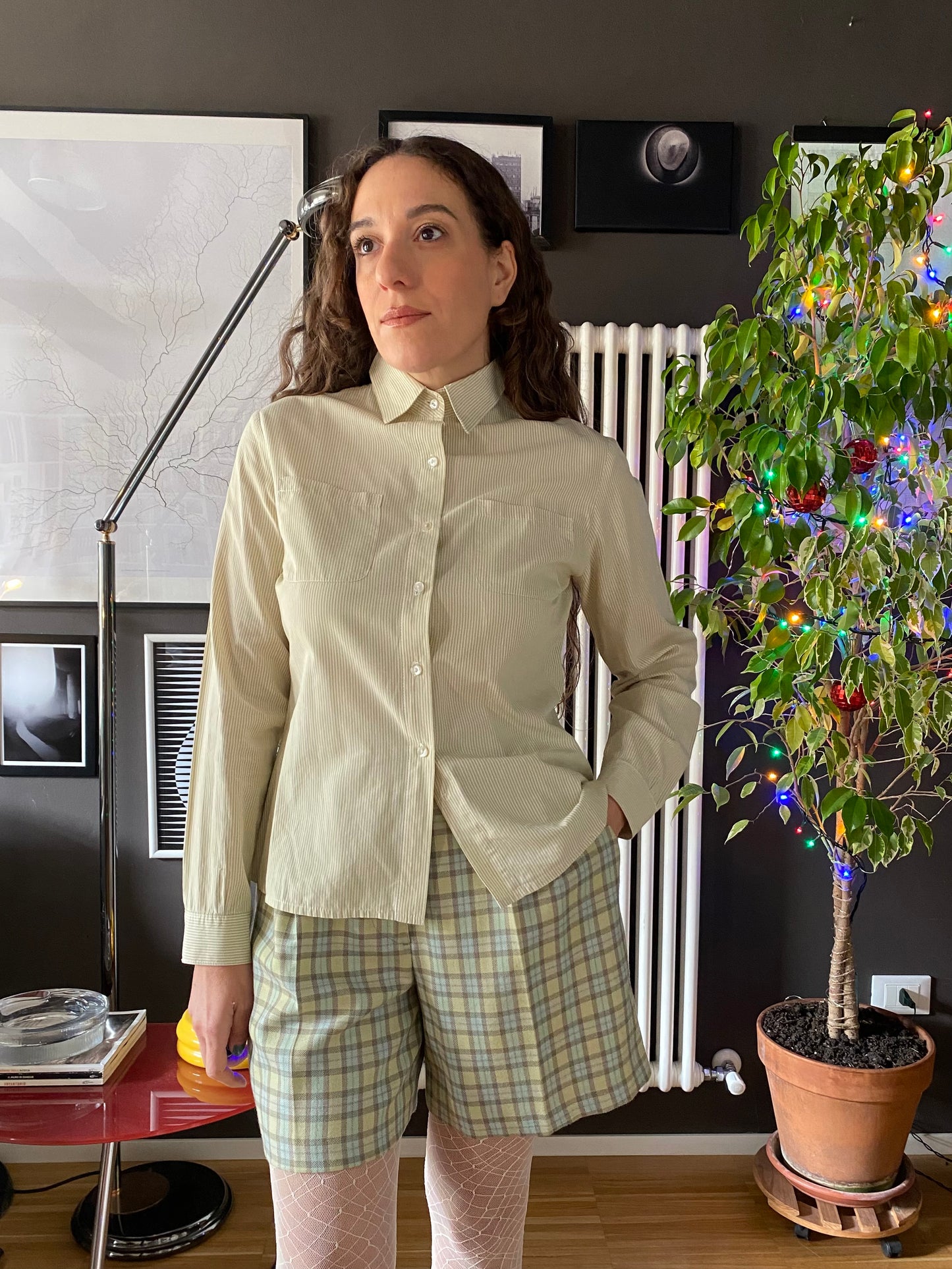 Camicia a righe verdina