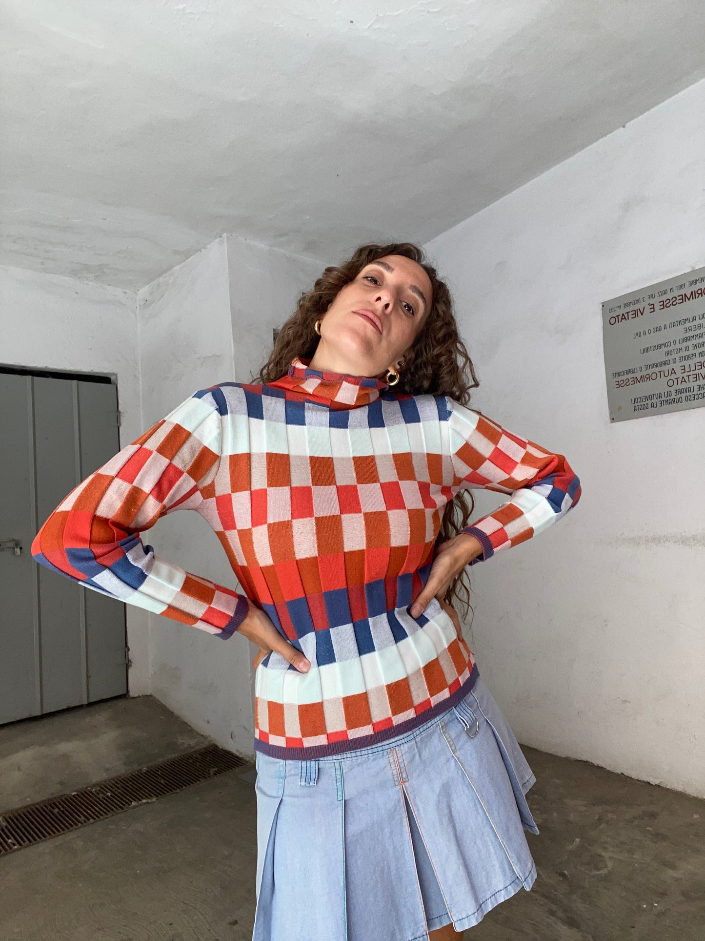 Maglioncino anni 2000 scacchi e costine