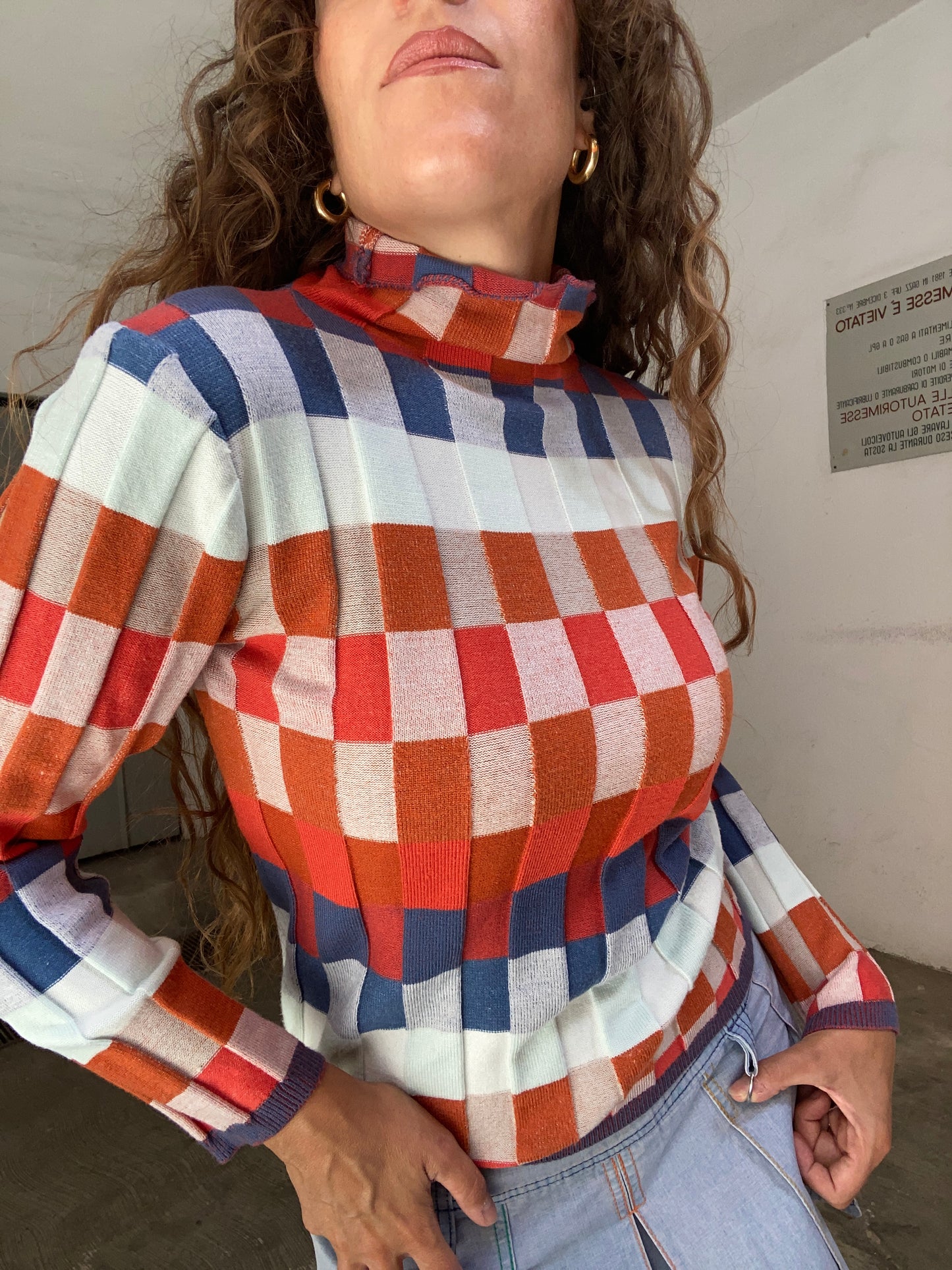 Maglioncino anni 2000 scacchi e costine