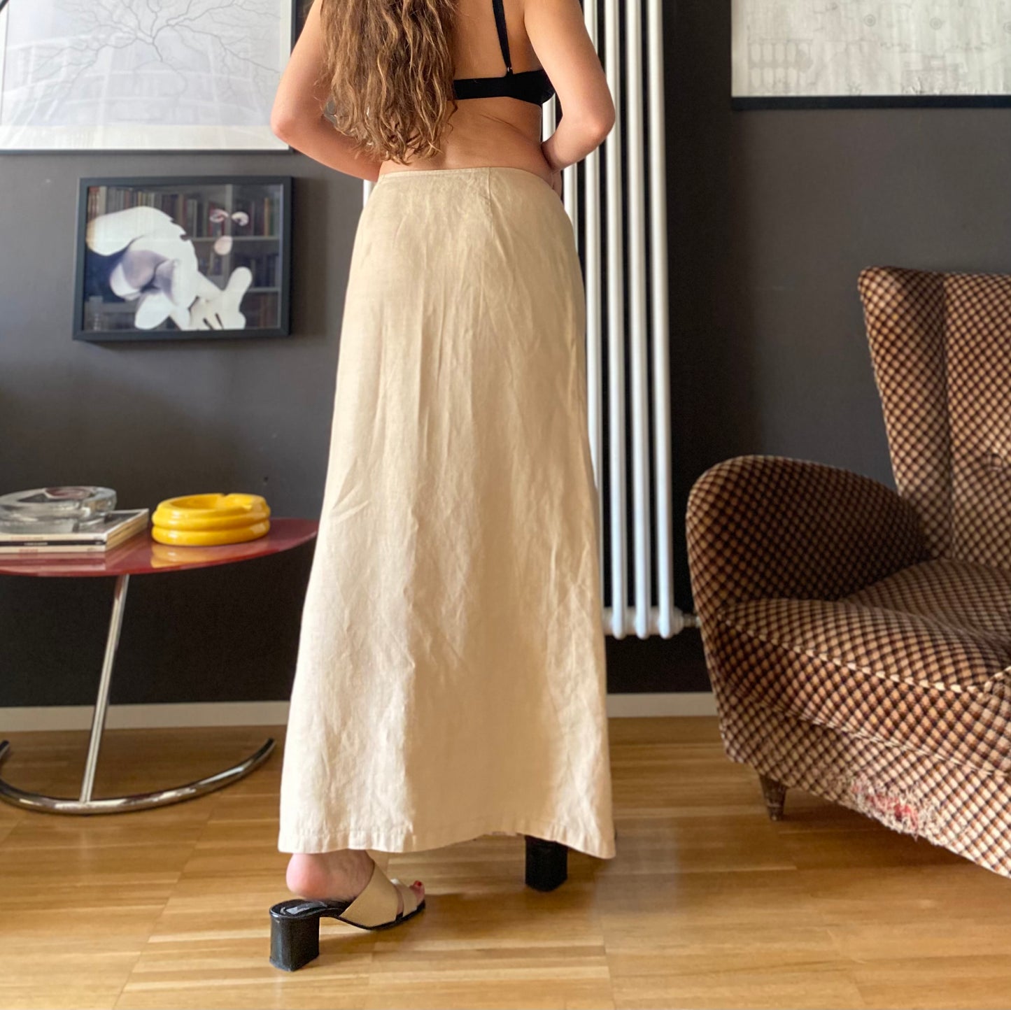 Gonna maxi in lino con spacchi