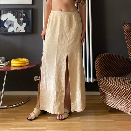 Gonna maxi in lino con spacchi