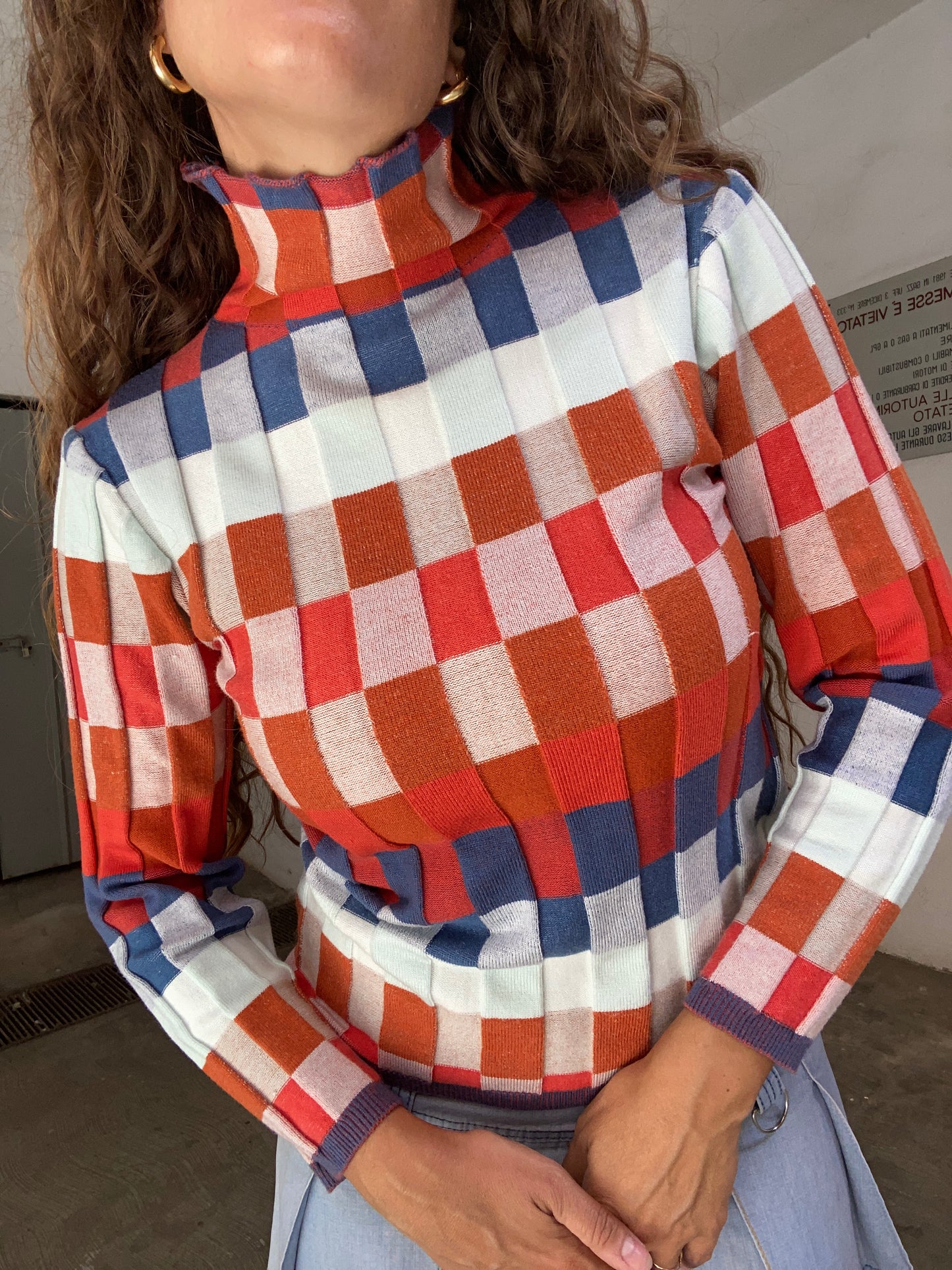 Maglioncino anni 2000 scacchi e costine