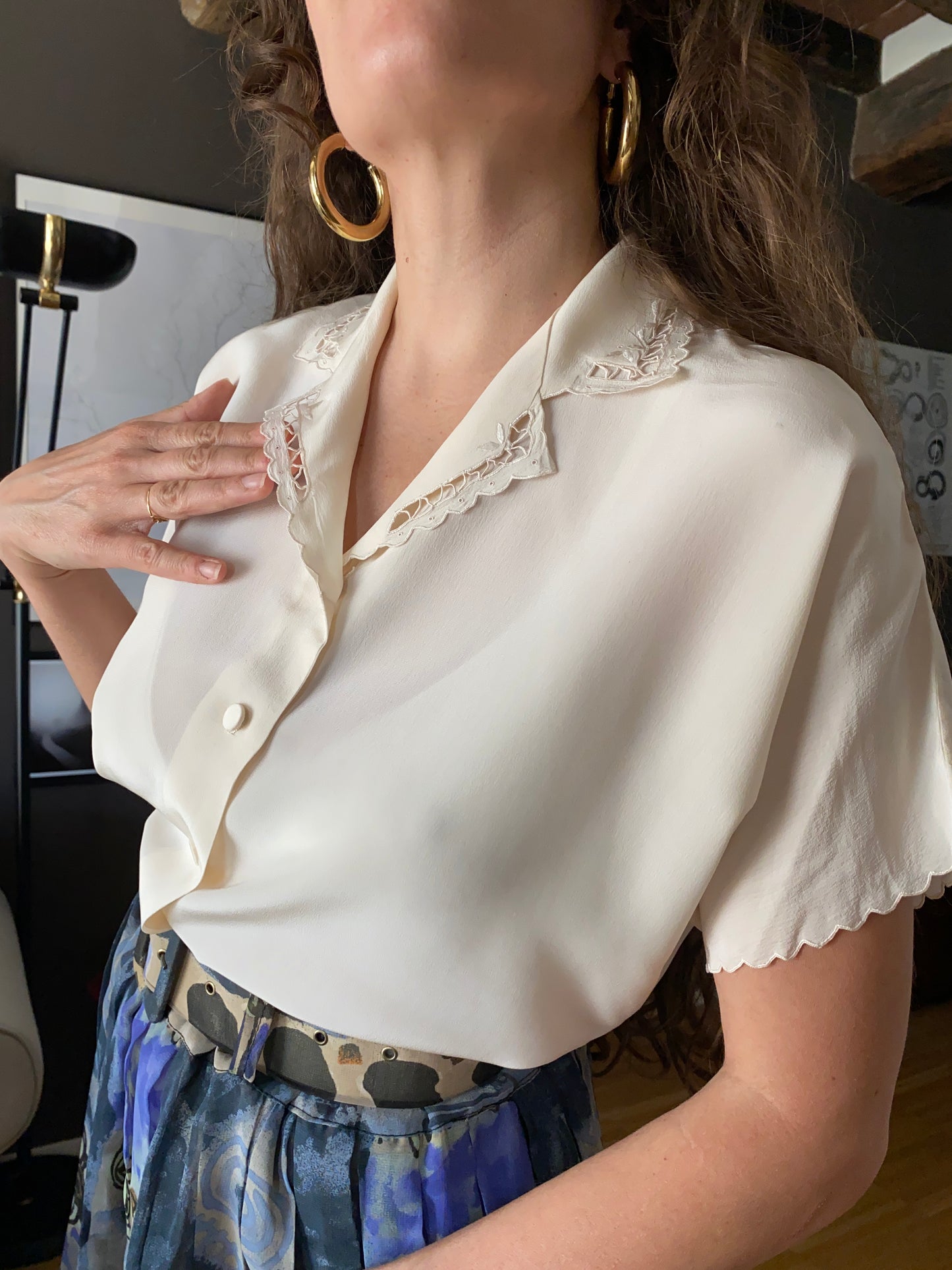 Camicia in seta con ricami