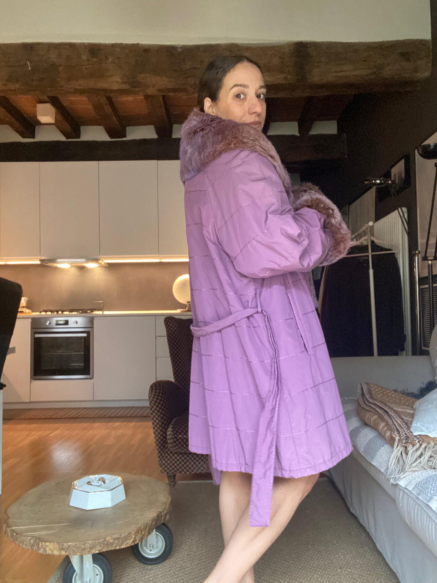 Cappotto vintage lilla con pelliccia fairy