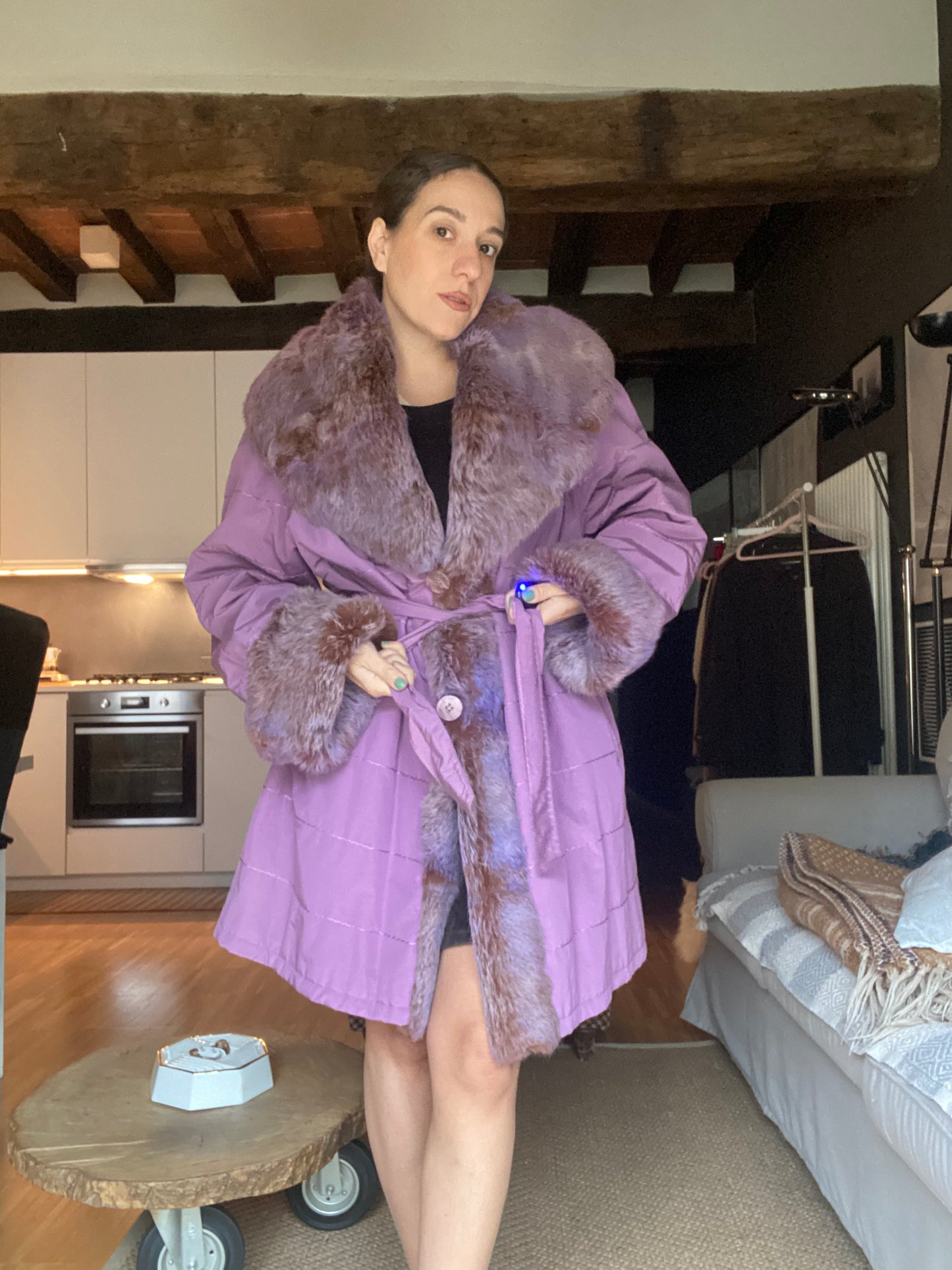 Cappotto vintage lilla con pelliccia fairy