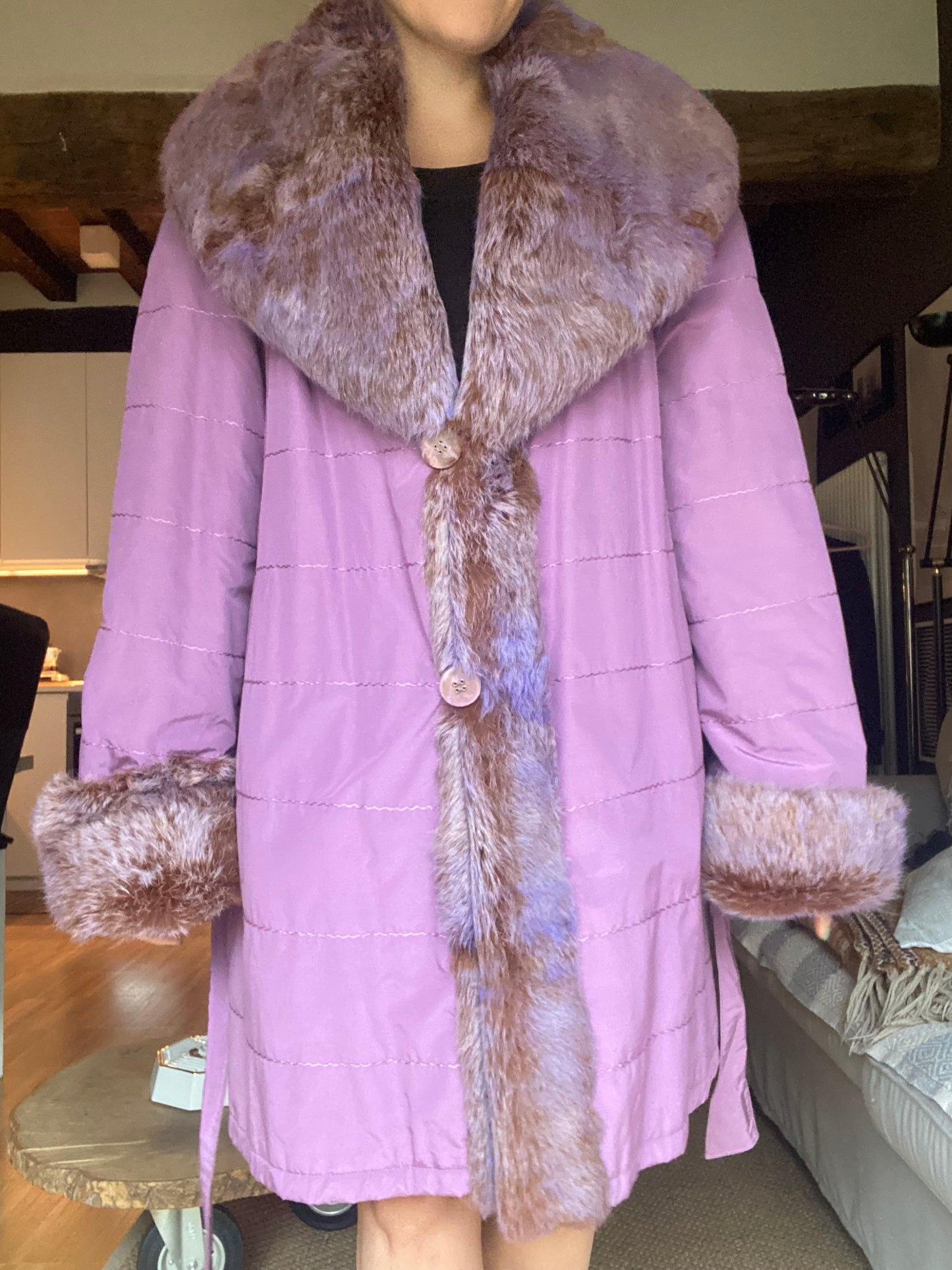 Cappotto vintage lilla con pelliccia fairy