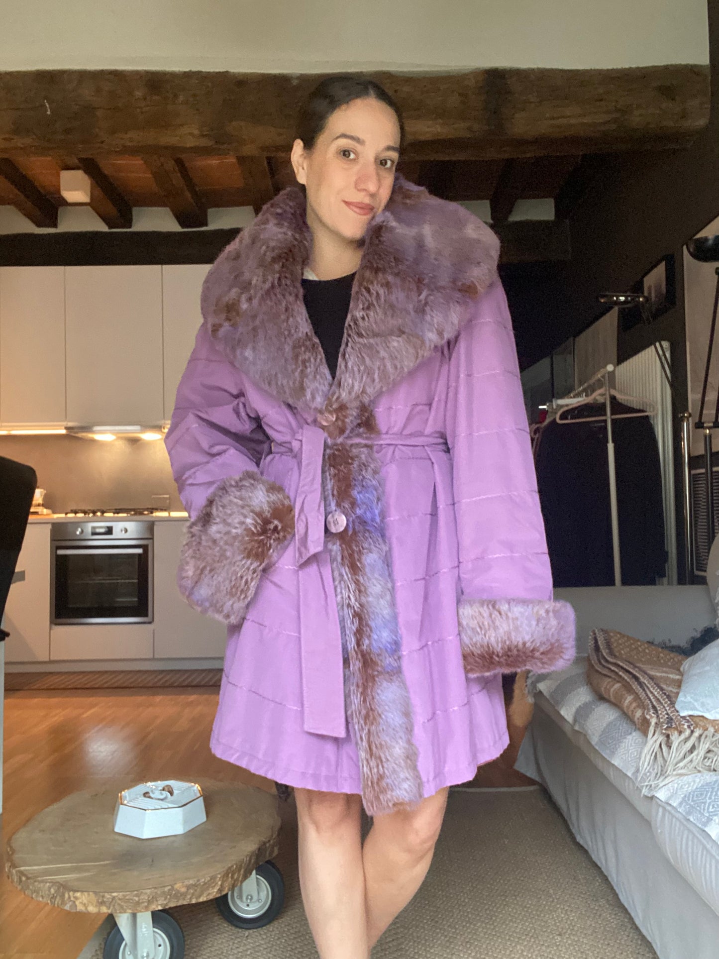 Cappotto vintage lilla con pelliccia fairy