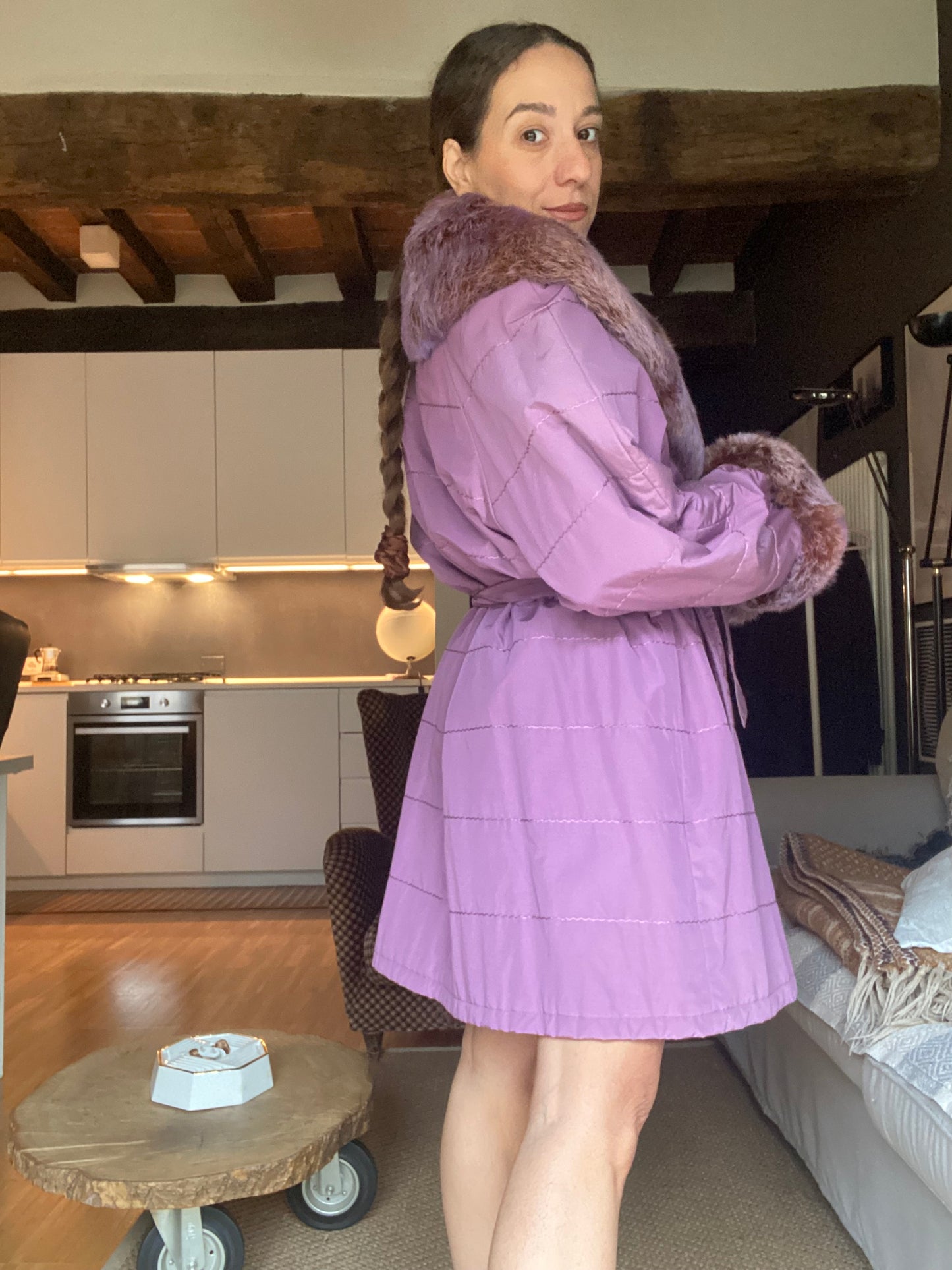 Cappotto vintage lilla con pelliccia fairy