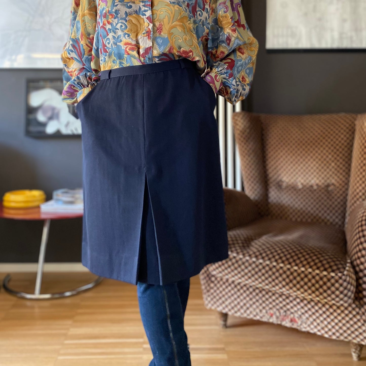 Gonna a trapezio blu