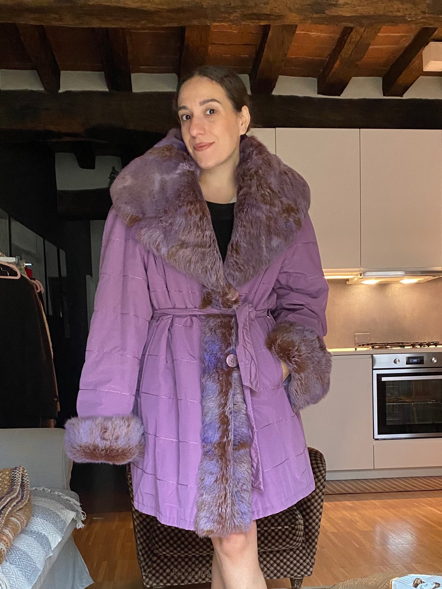 Cappotto vintage lilla con pelliccia fairy