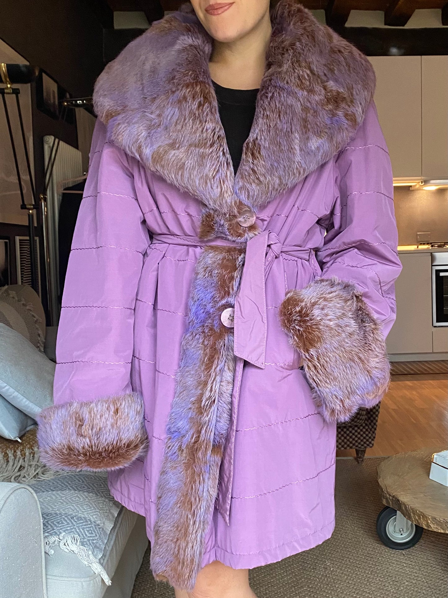 Cappotto vintage lilla con pelliccia fairy