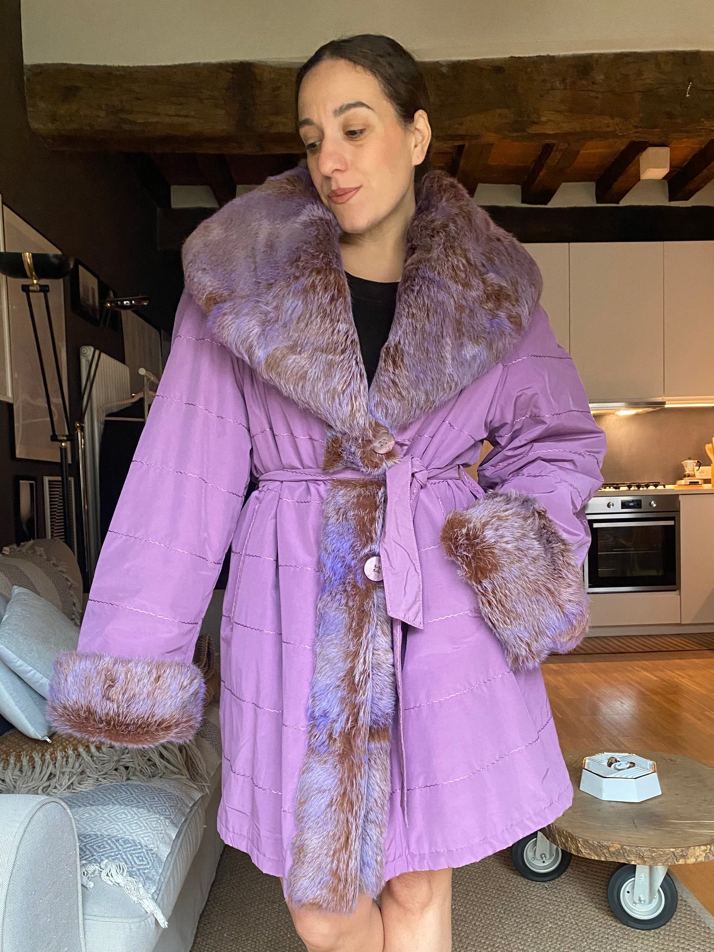 Cappotto vintage lilla con pelliccia fairy
