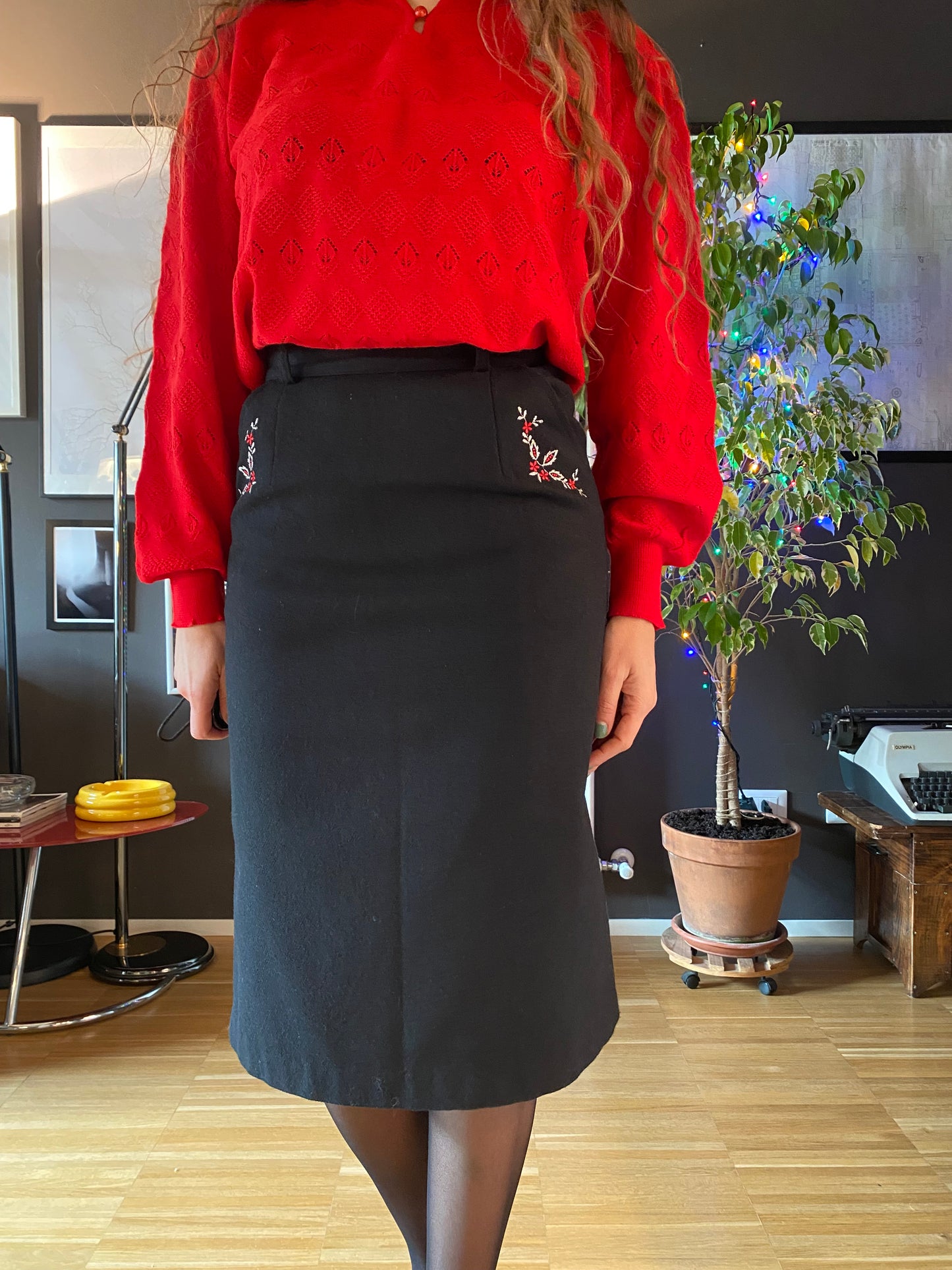 Gonna midi con ricami vintage