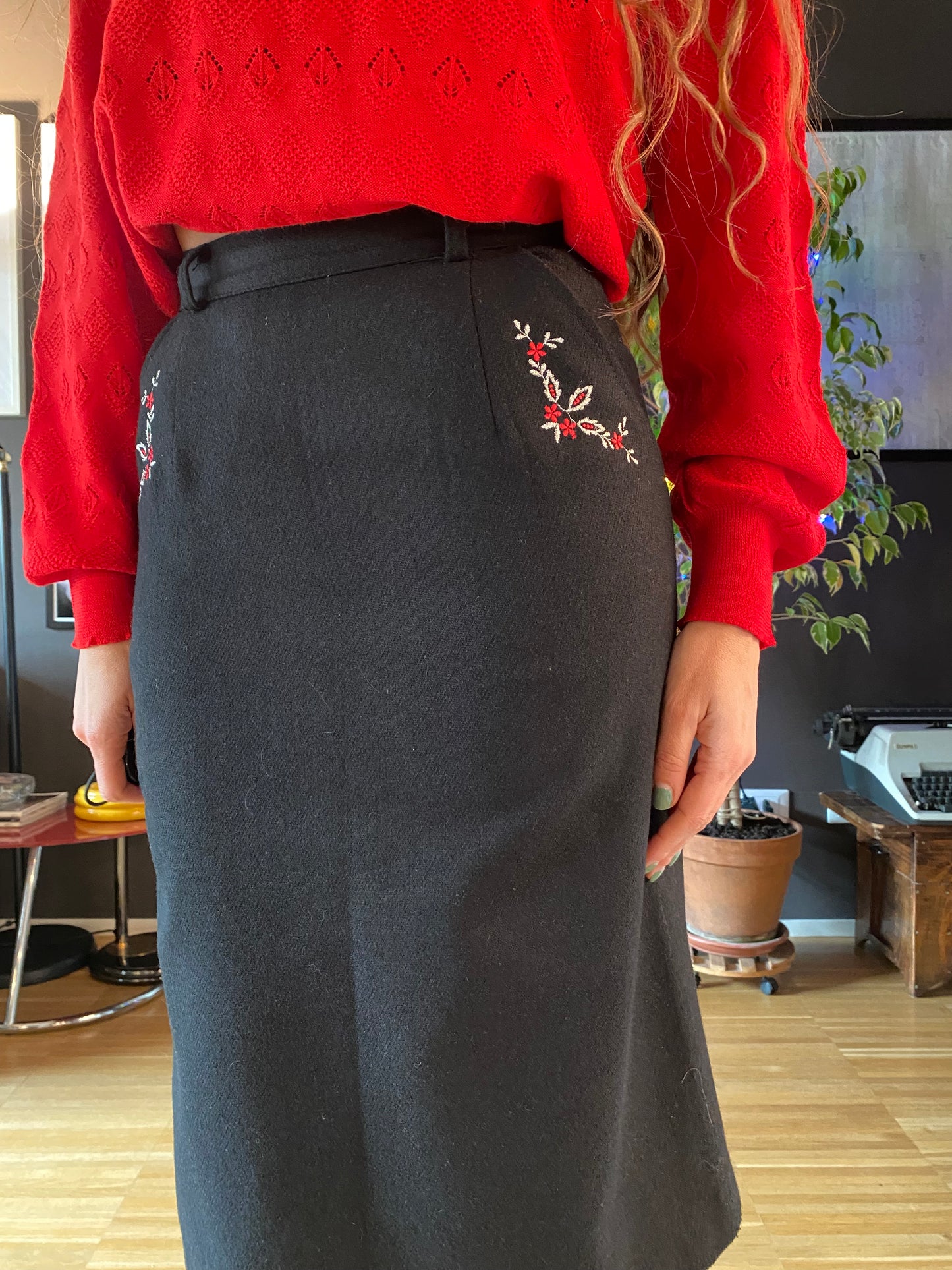 Gonna midi con ricami vintage