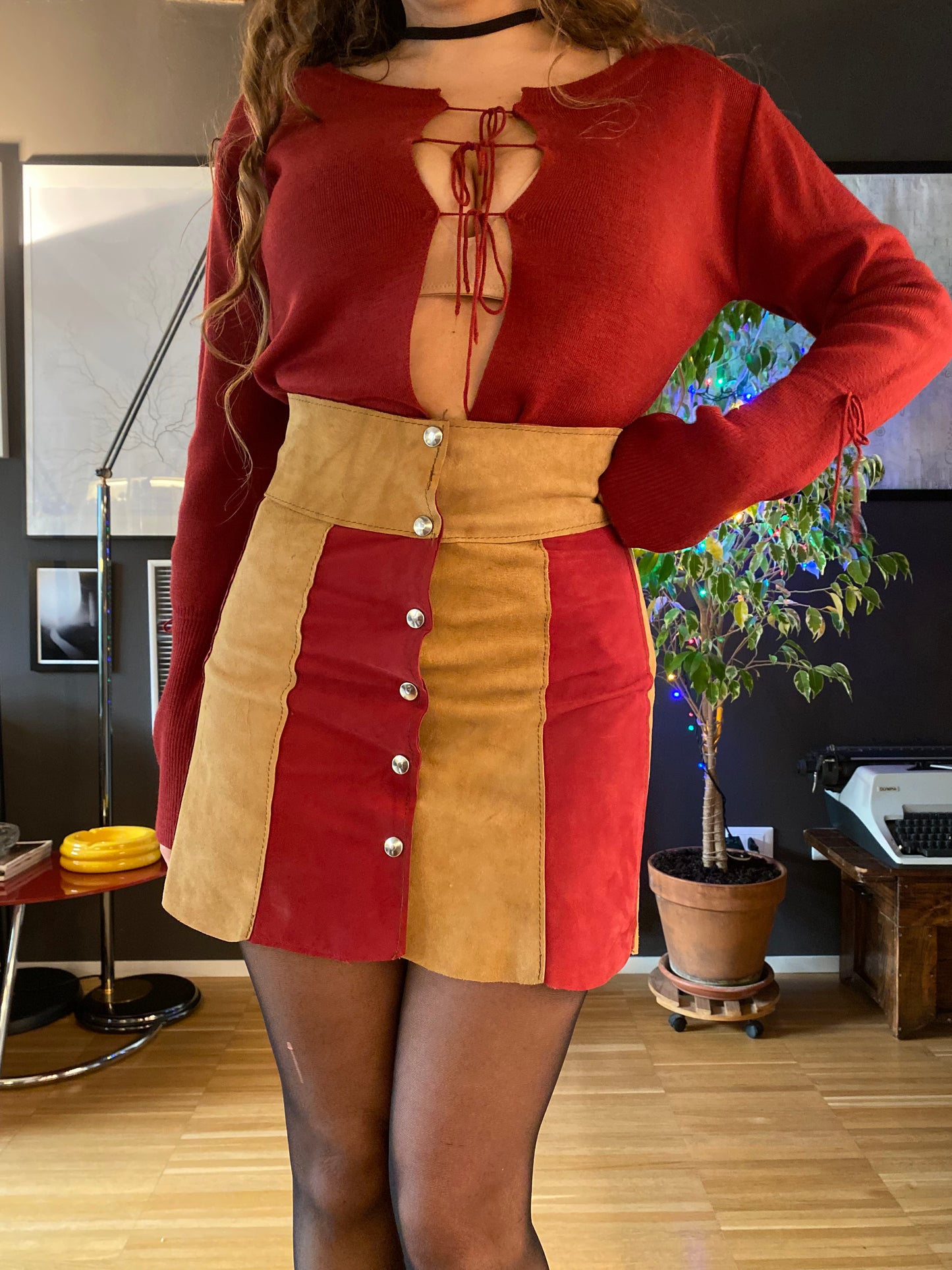 Gonna mini in pelle anni 70