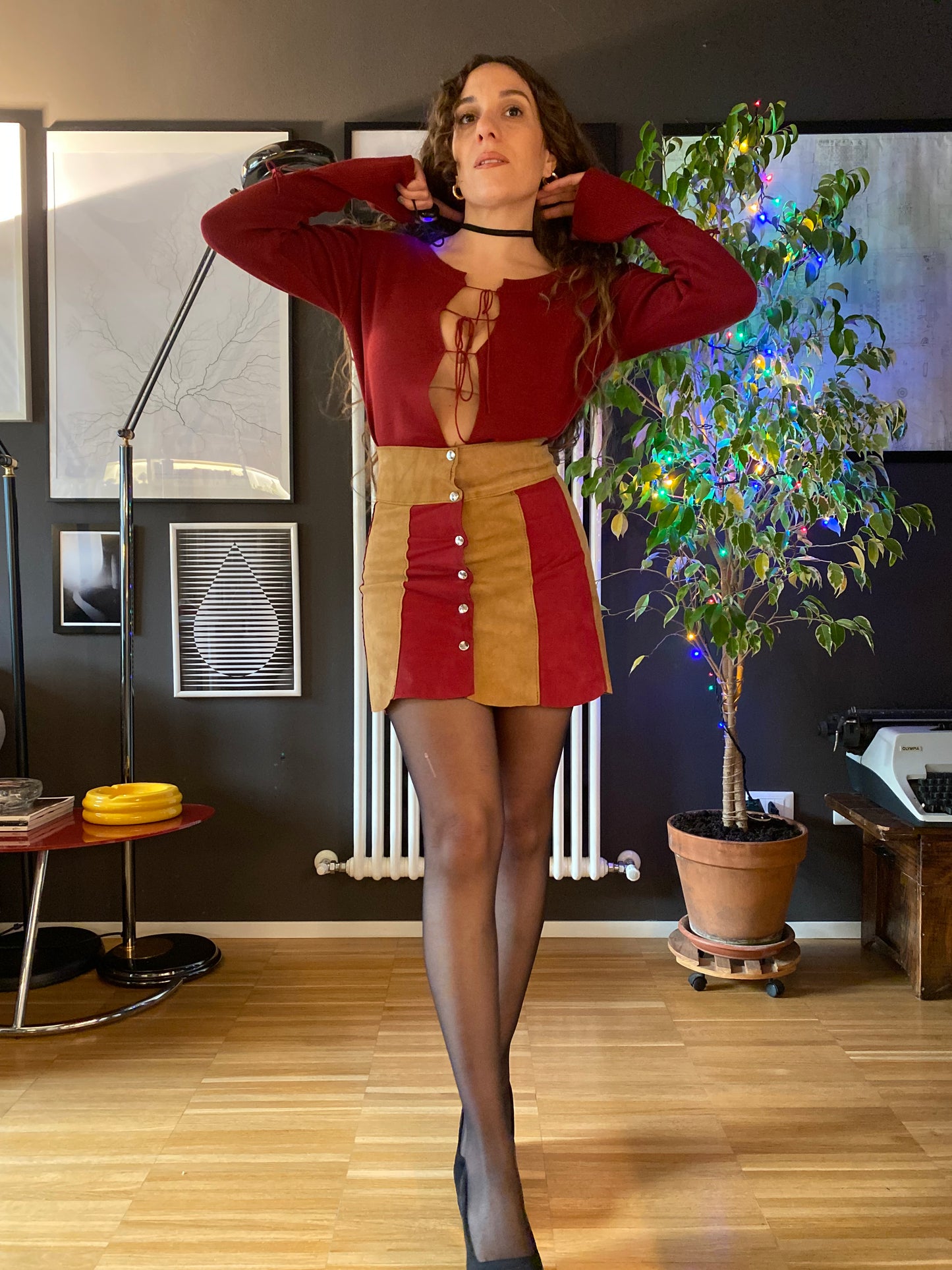 Gonna mini in pelle anni 70