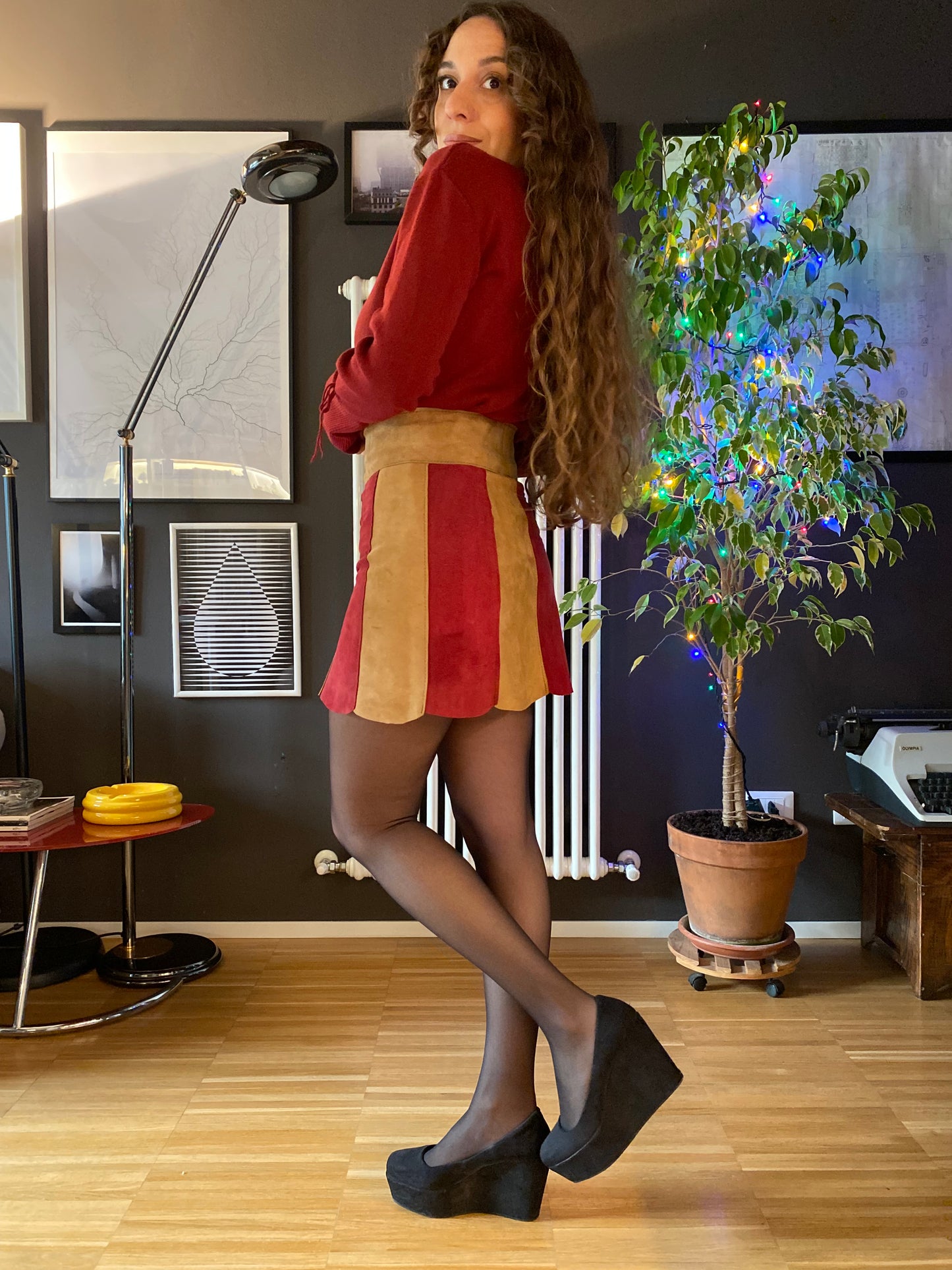 Gonna mini in pelle anni 70