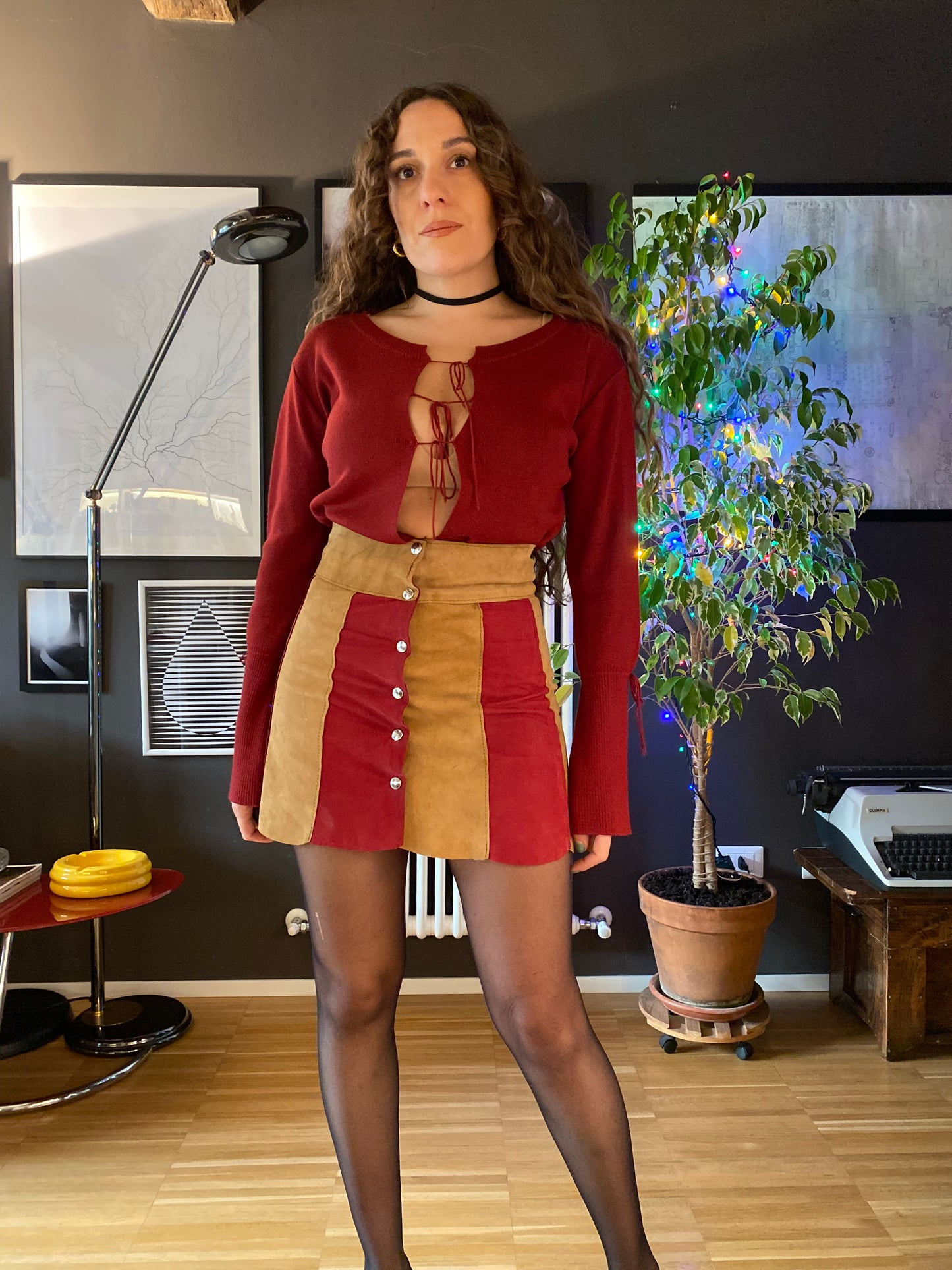 Gonna mini in pelle anni 70