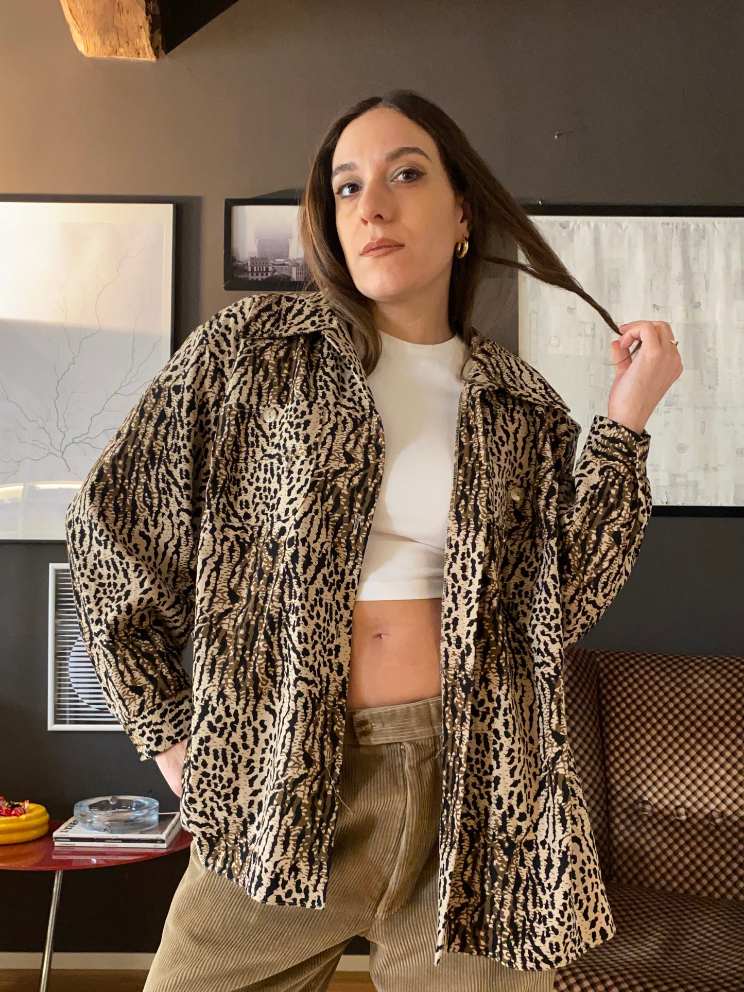 Camicia vintage oversize animalier