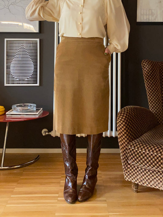 Gonna midi velluto a coste