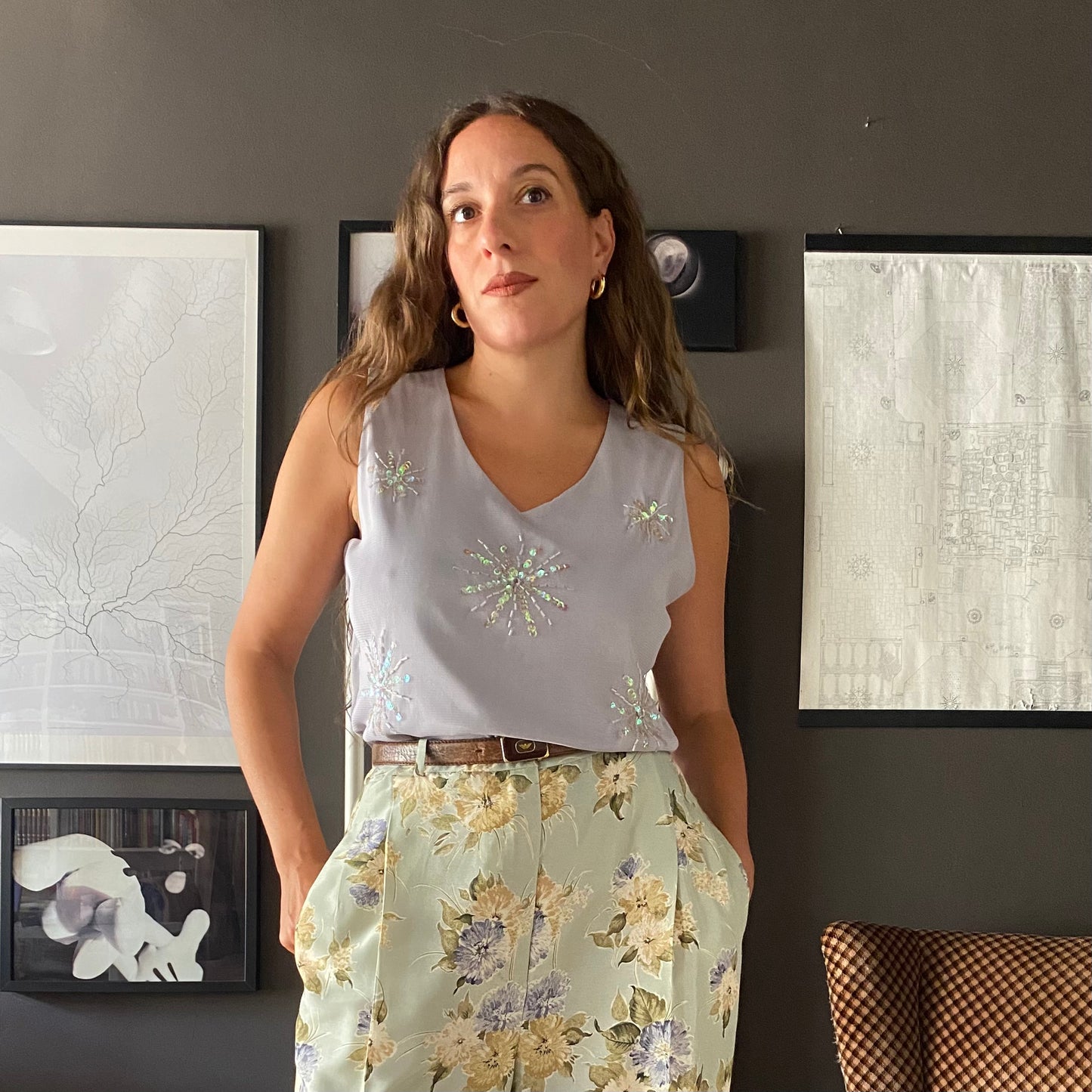 Top lilla paillettes