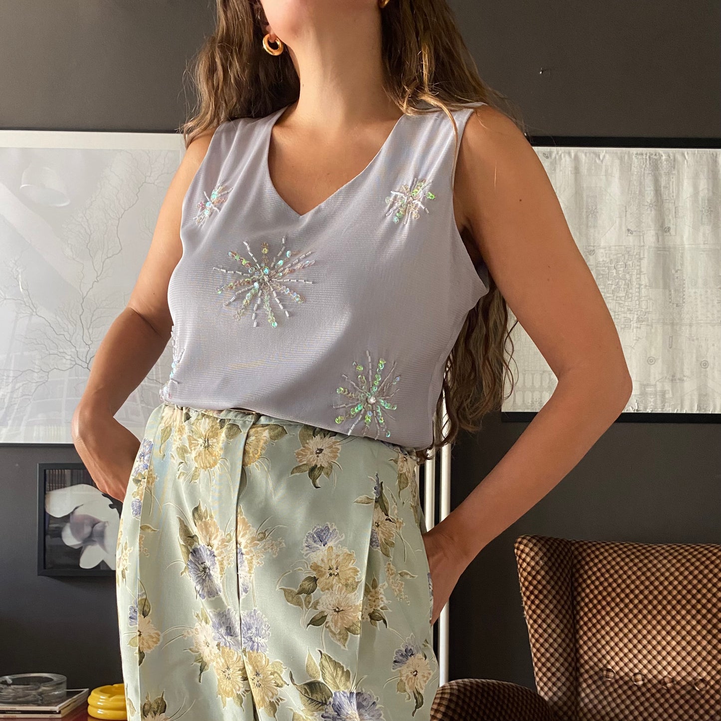Top lilla paillettes