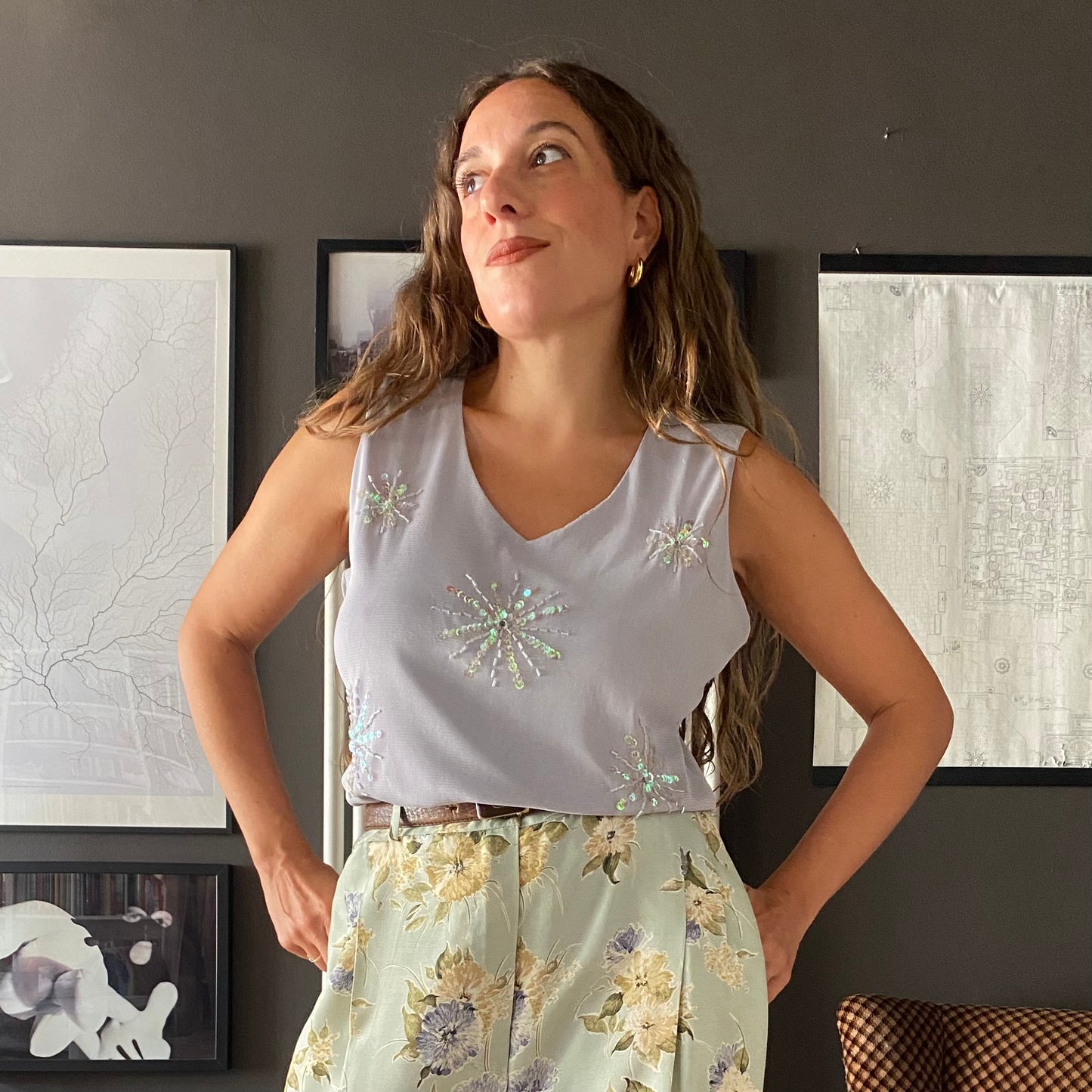 Top lilla paillettes