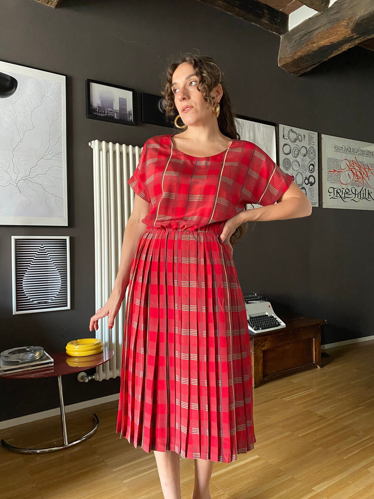 Abito midi sartoriale in seta vintage