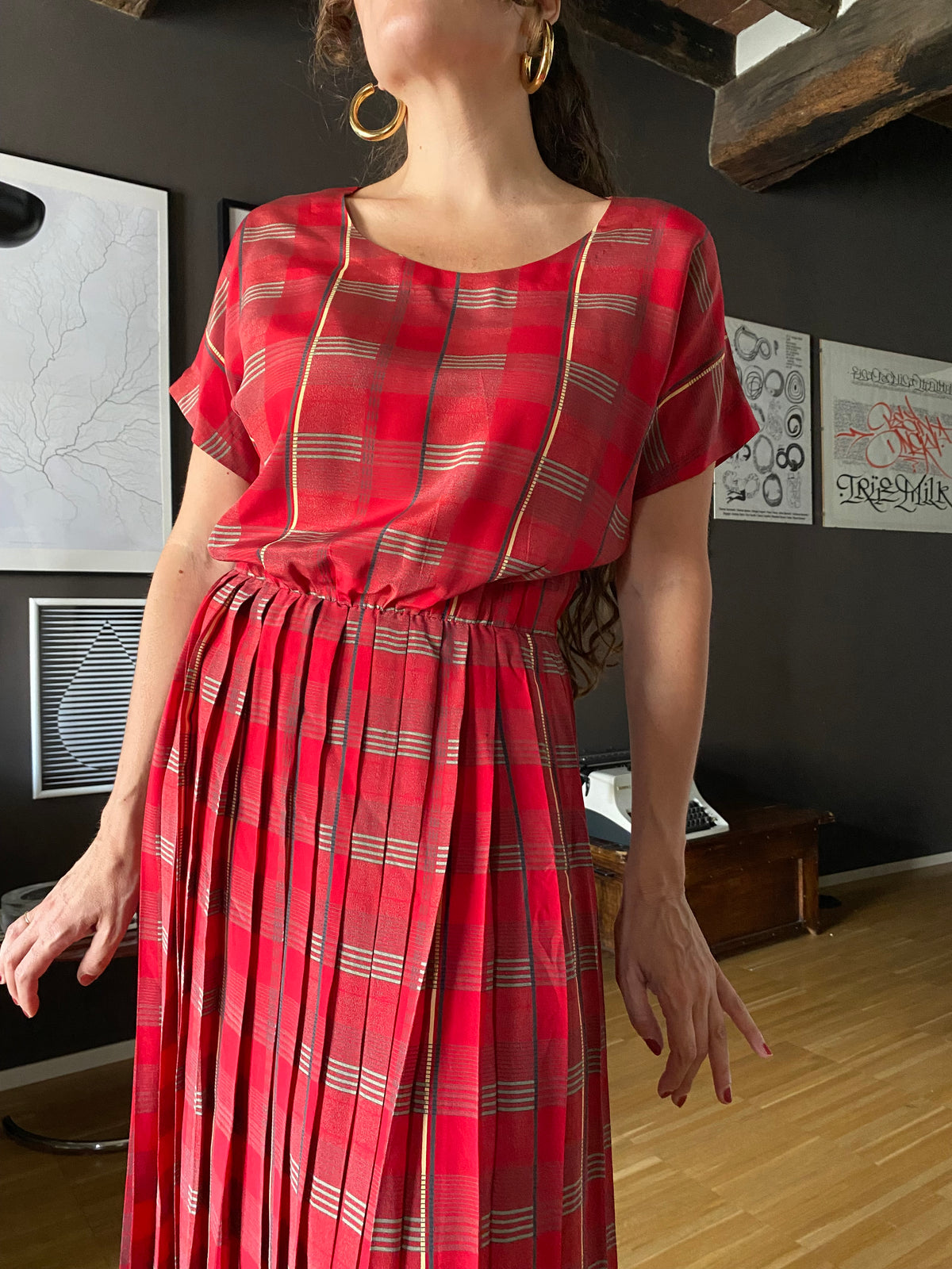 Abito midi sartoriale in seta vintage