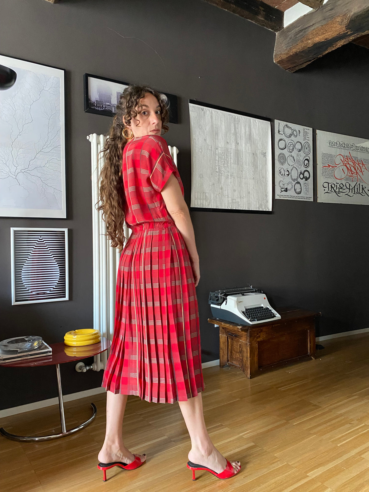 Abito midi sartoriale in seta vintage