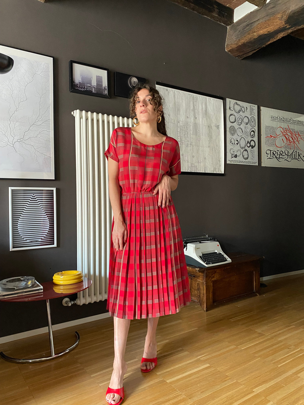Abito midi sartoriale in seta vintage
