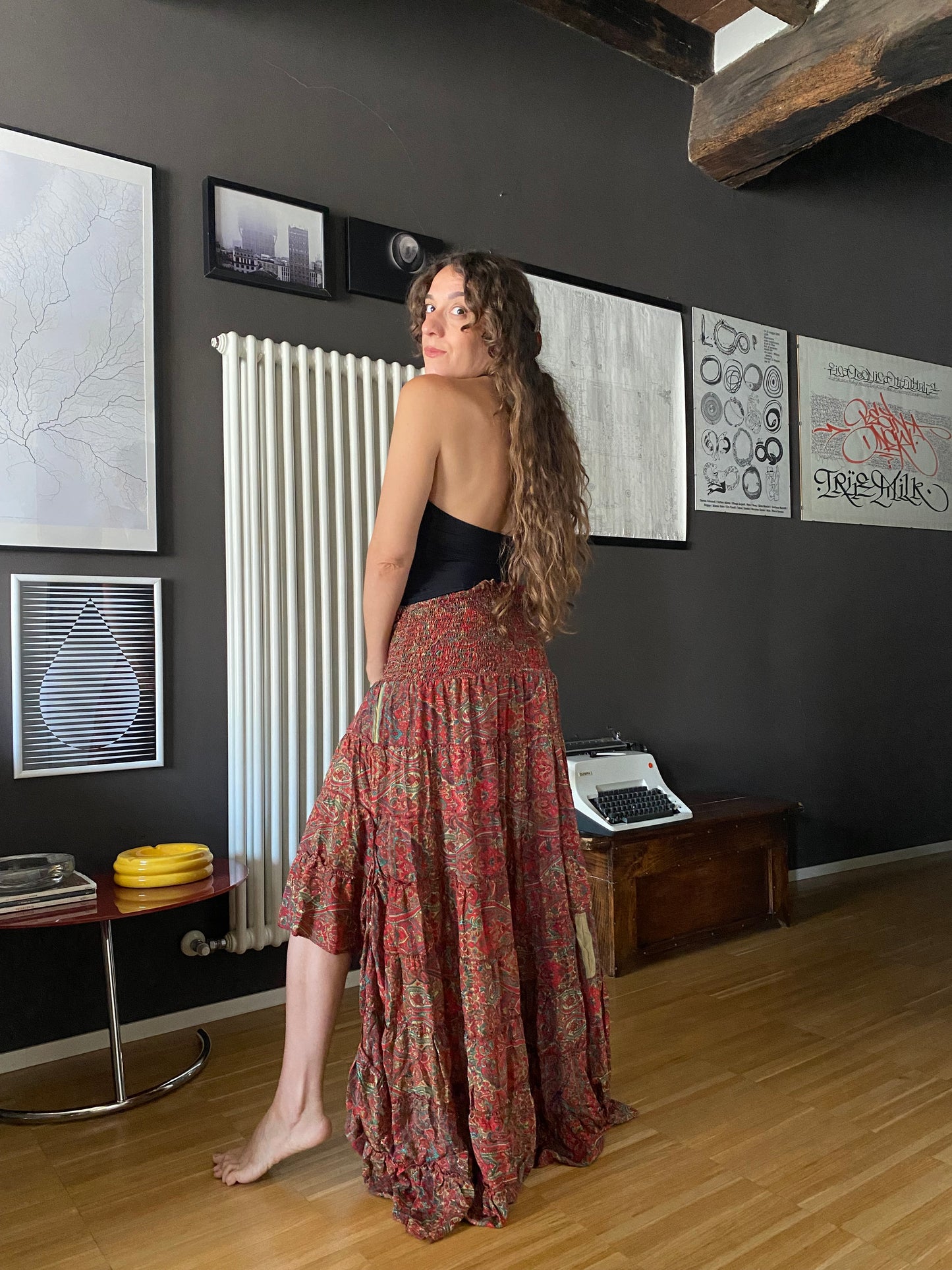 Abito boho in seta asimmetrico