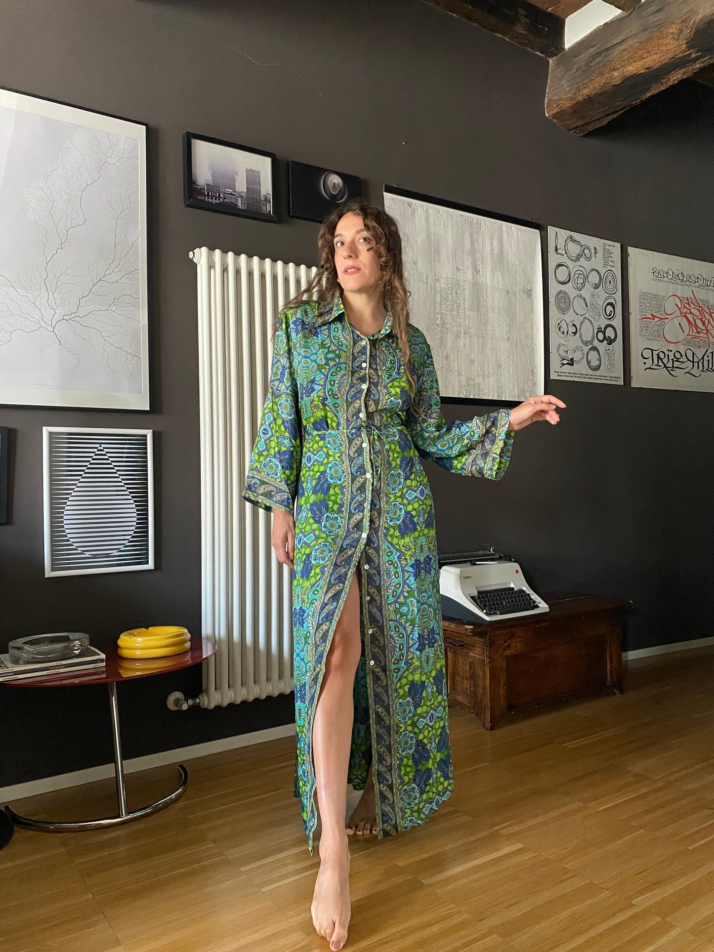 Abito boho in seta chemisier